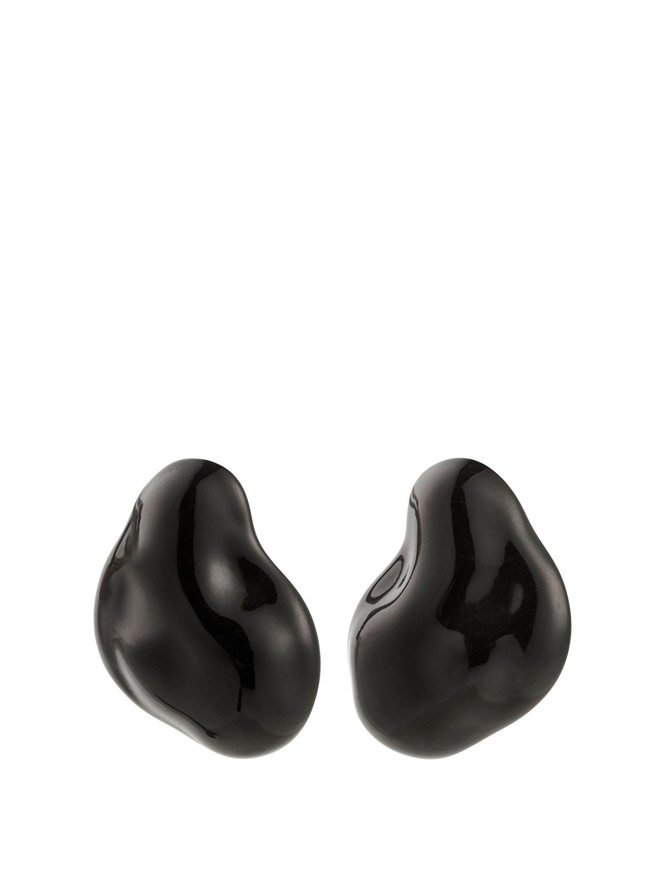 Image 1 of 3 of Pilgrim Lian Earrings Black - Silver Tone