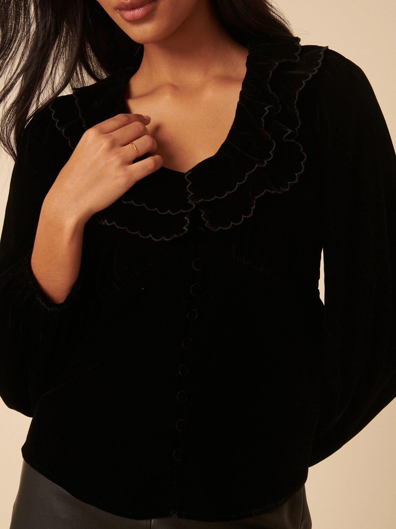 Image 5 of 5 of Nobodys Child Long Sleeve Tommie Velvet Top - Black