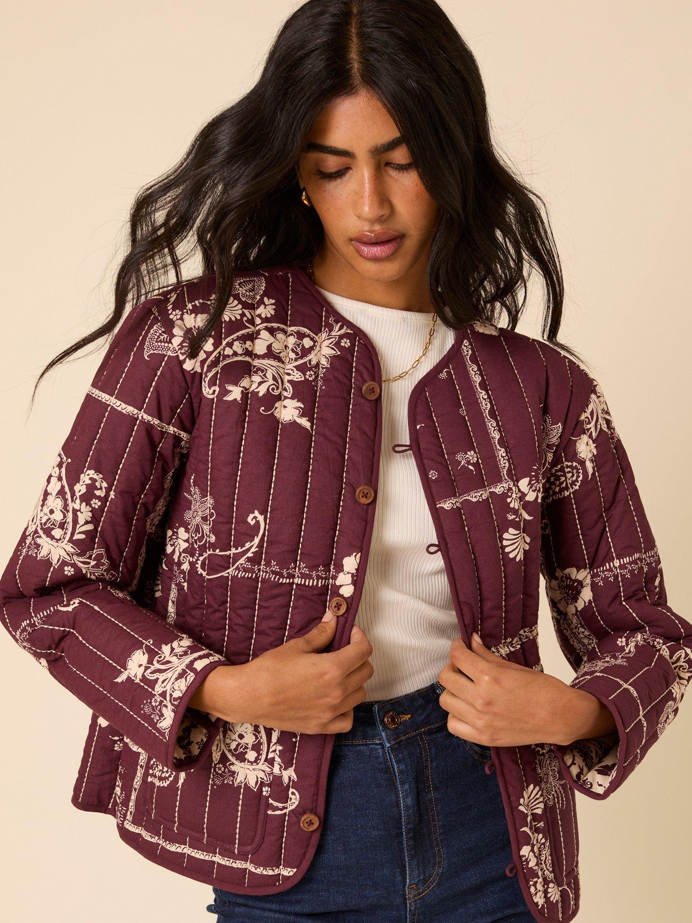 Image 1 of 5 of Nobodys Child Quilted Printed Jacket - Red