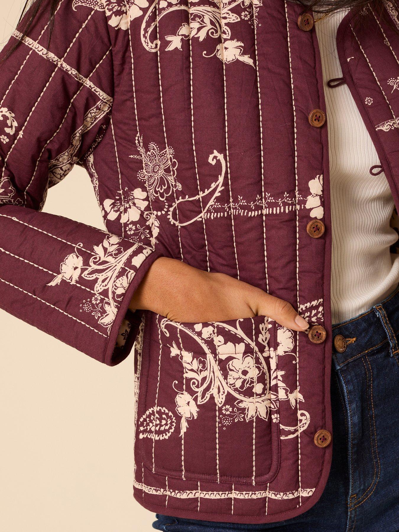 Image 5 of 5 of Nobodys Child Quilted Printed Jacket - Red