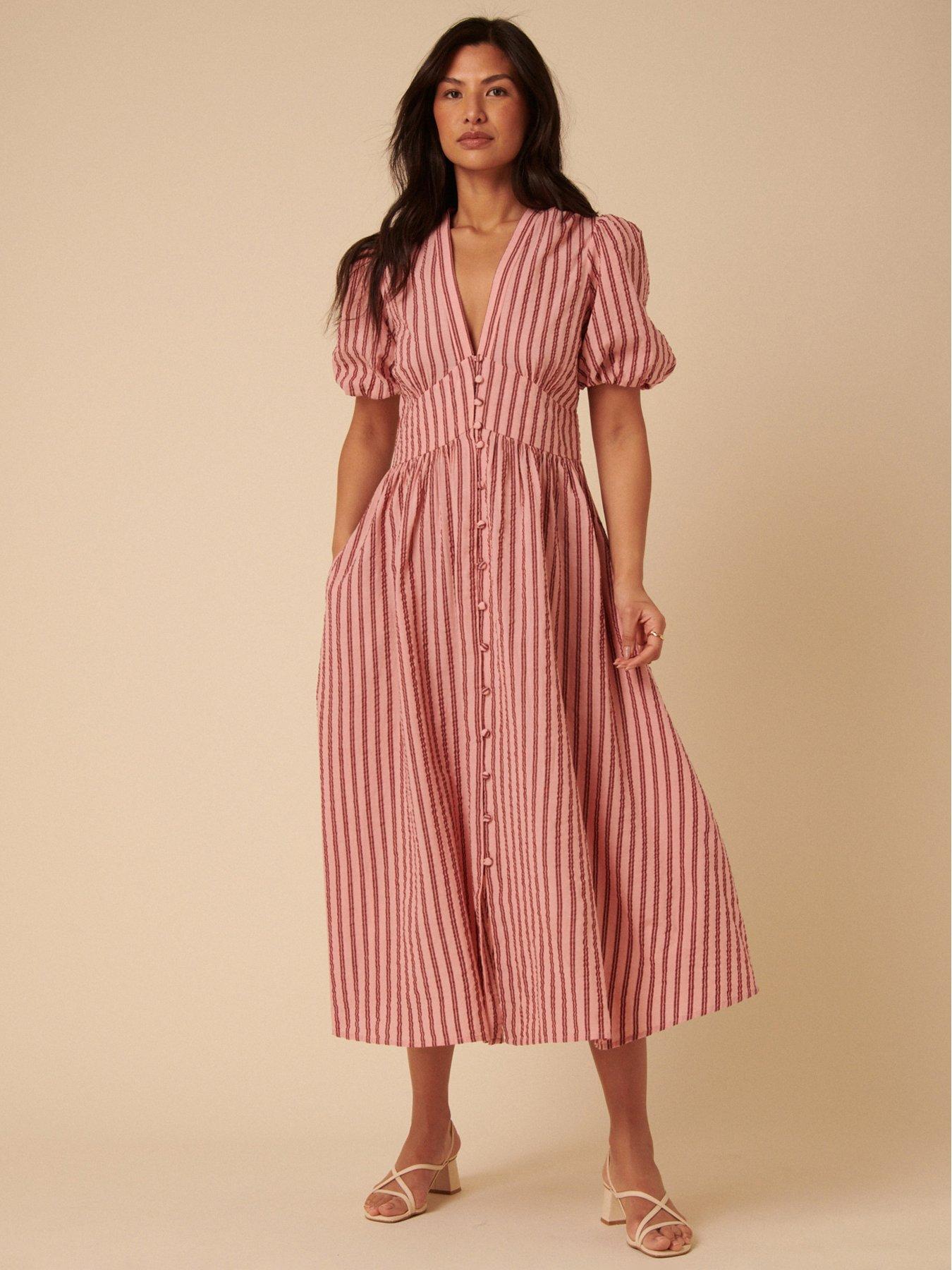 Nobodys Child Starlight Midi Dress Stripe - Pink