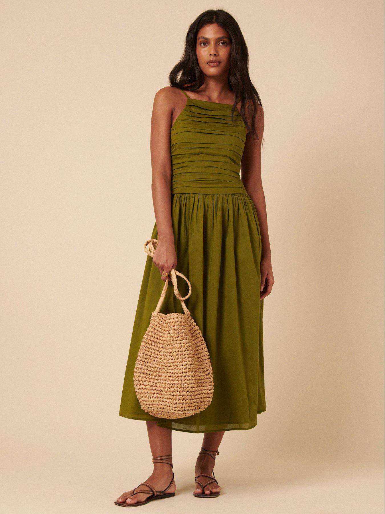 Nobodys Child Talia Midi Dress Plain - Green