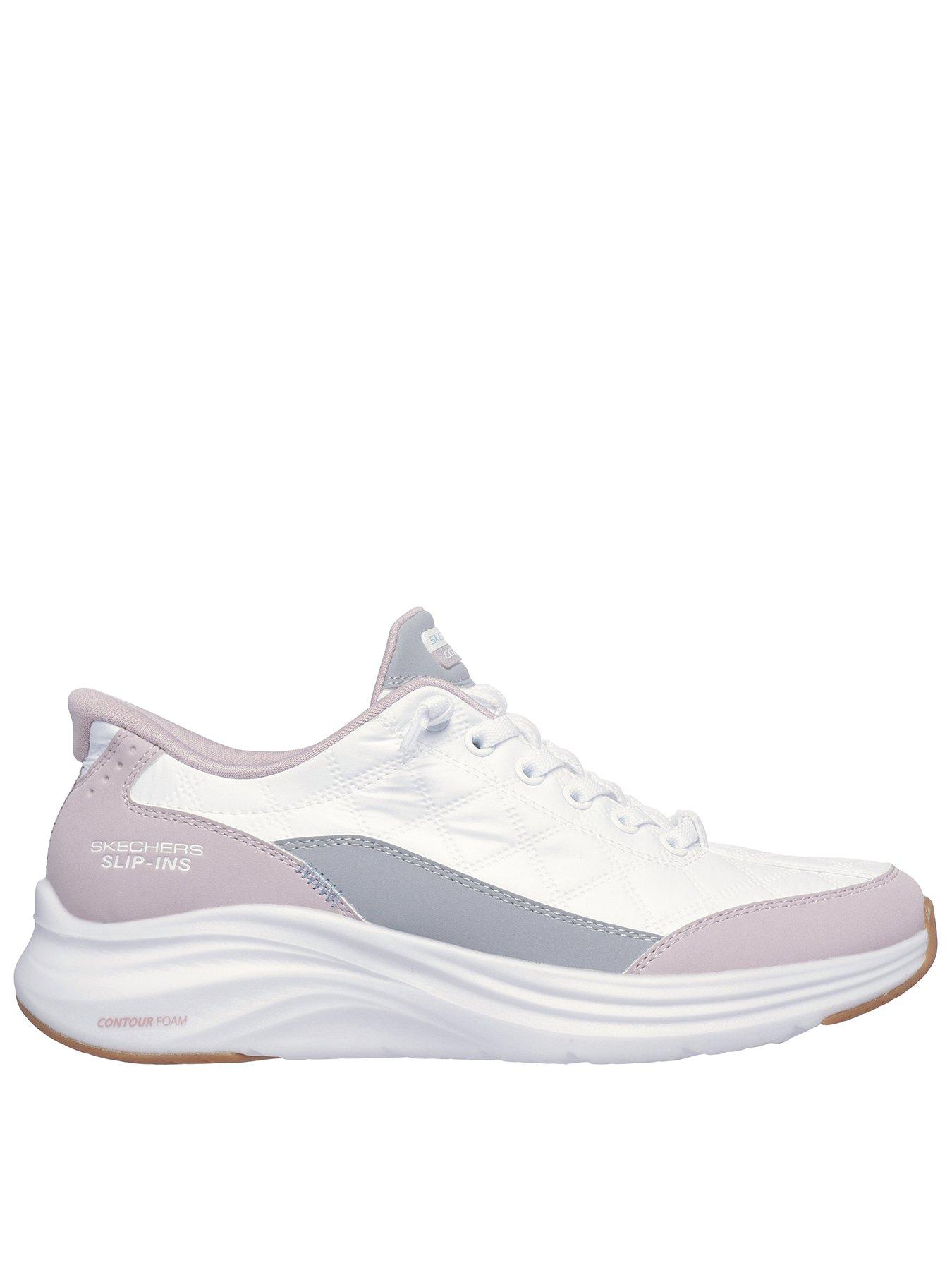 Skechers Contour Foam Slip-in Knotted Bungree Trainer - White Mesh/lavender Duraleather