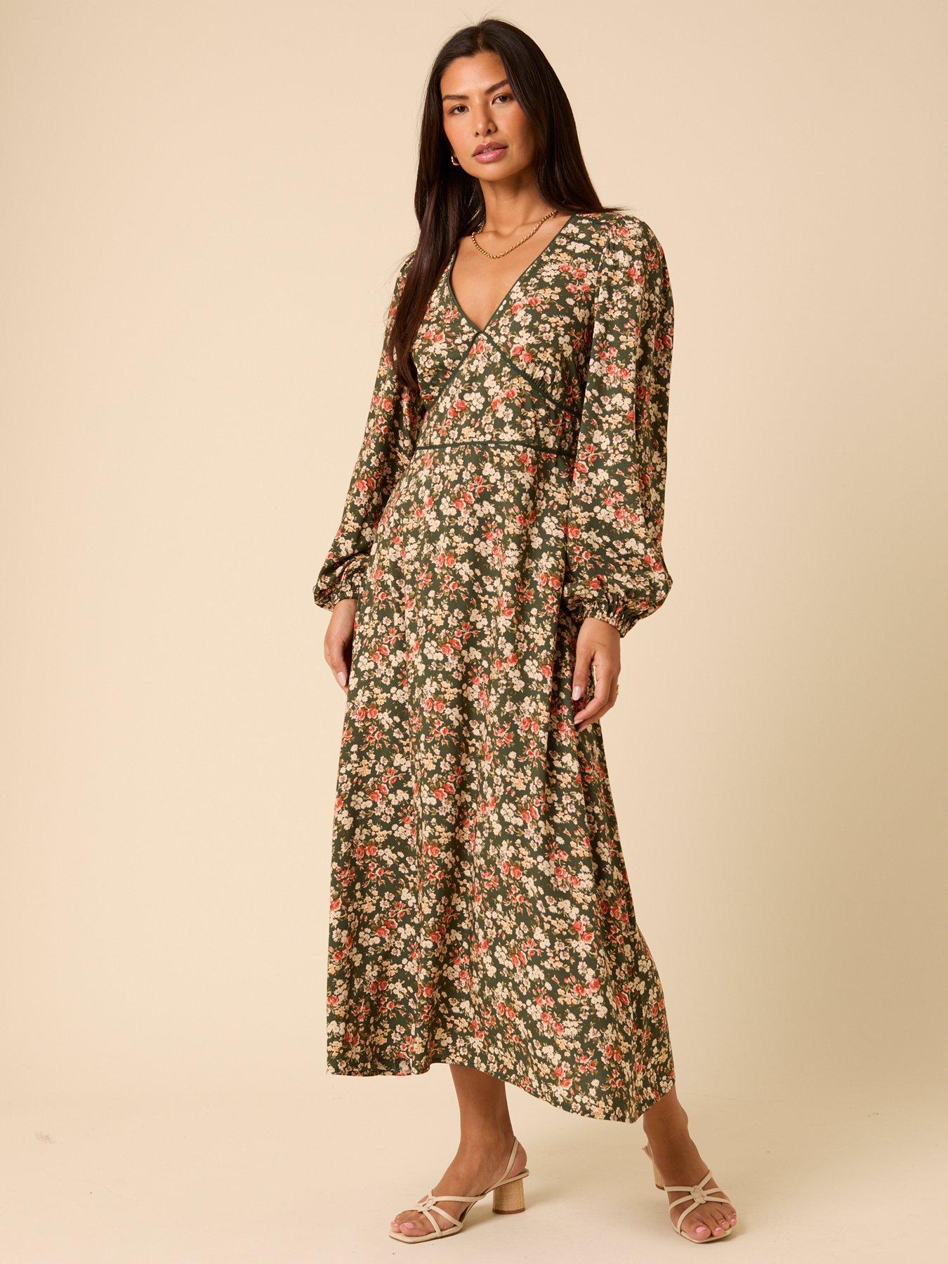 Nobodys Child Remy Midi Dress Vintage Floral - Green