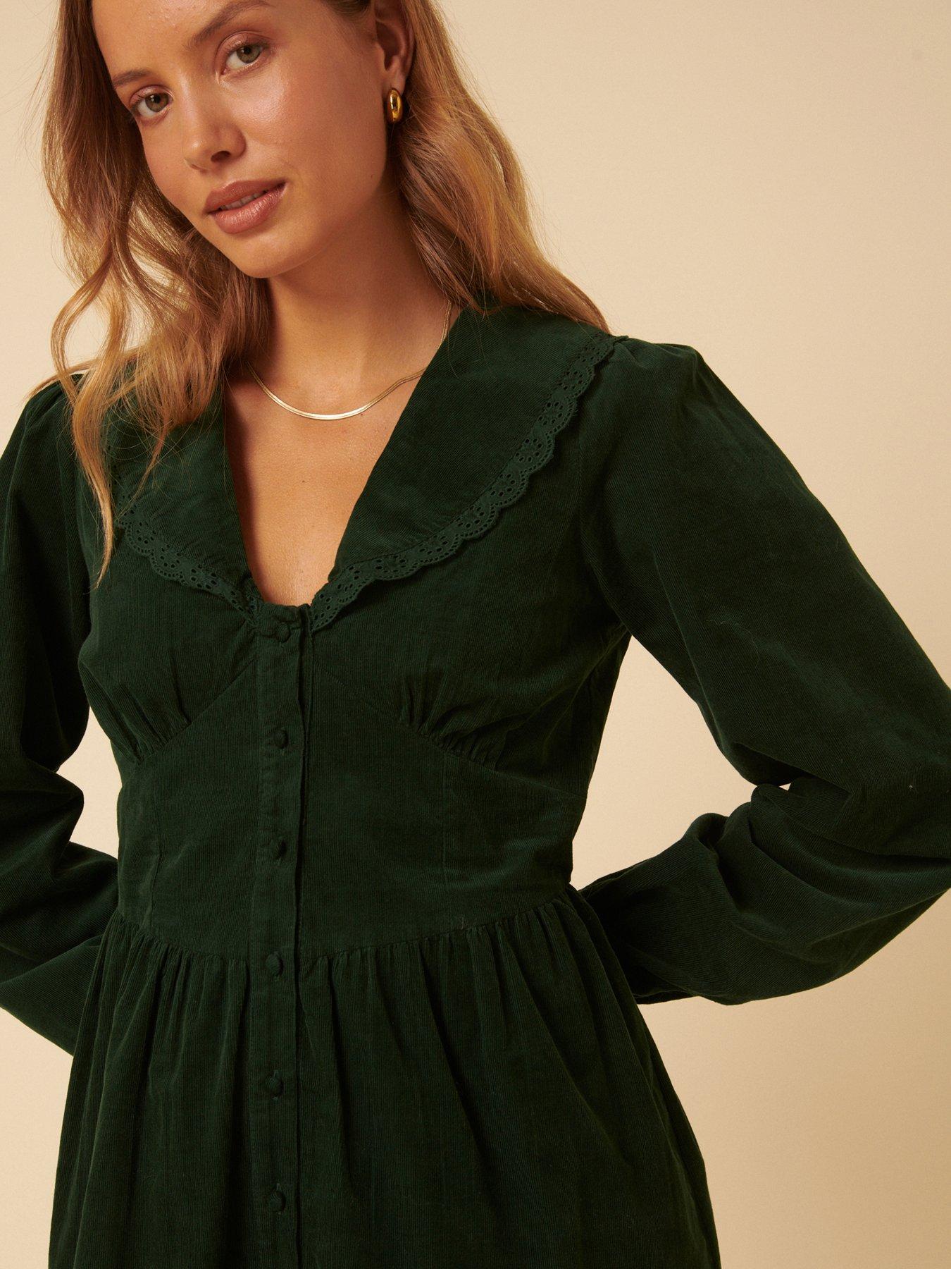 Nobodys Child Meghan Cord Collar Mini Dress - Green | Very Ireland
