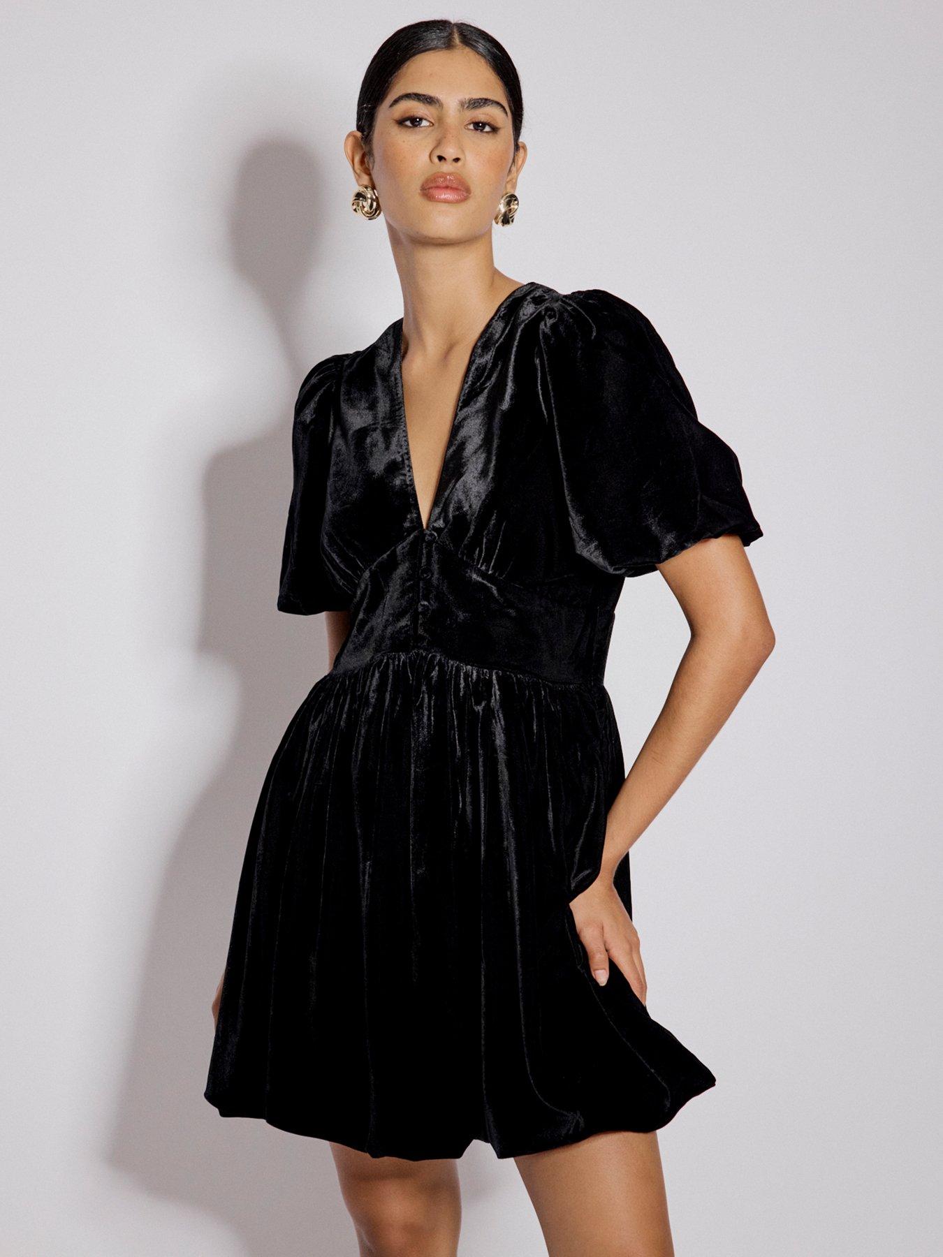 nobodys-child-starlight-velvet-bubble-hem-mini-dress-black