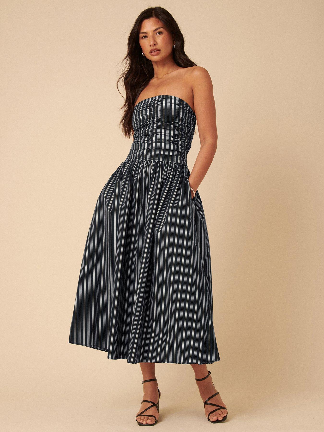 Nobodys Child Felicity Midi Dress Stripe - Blue