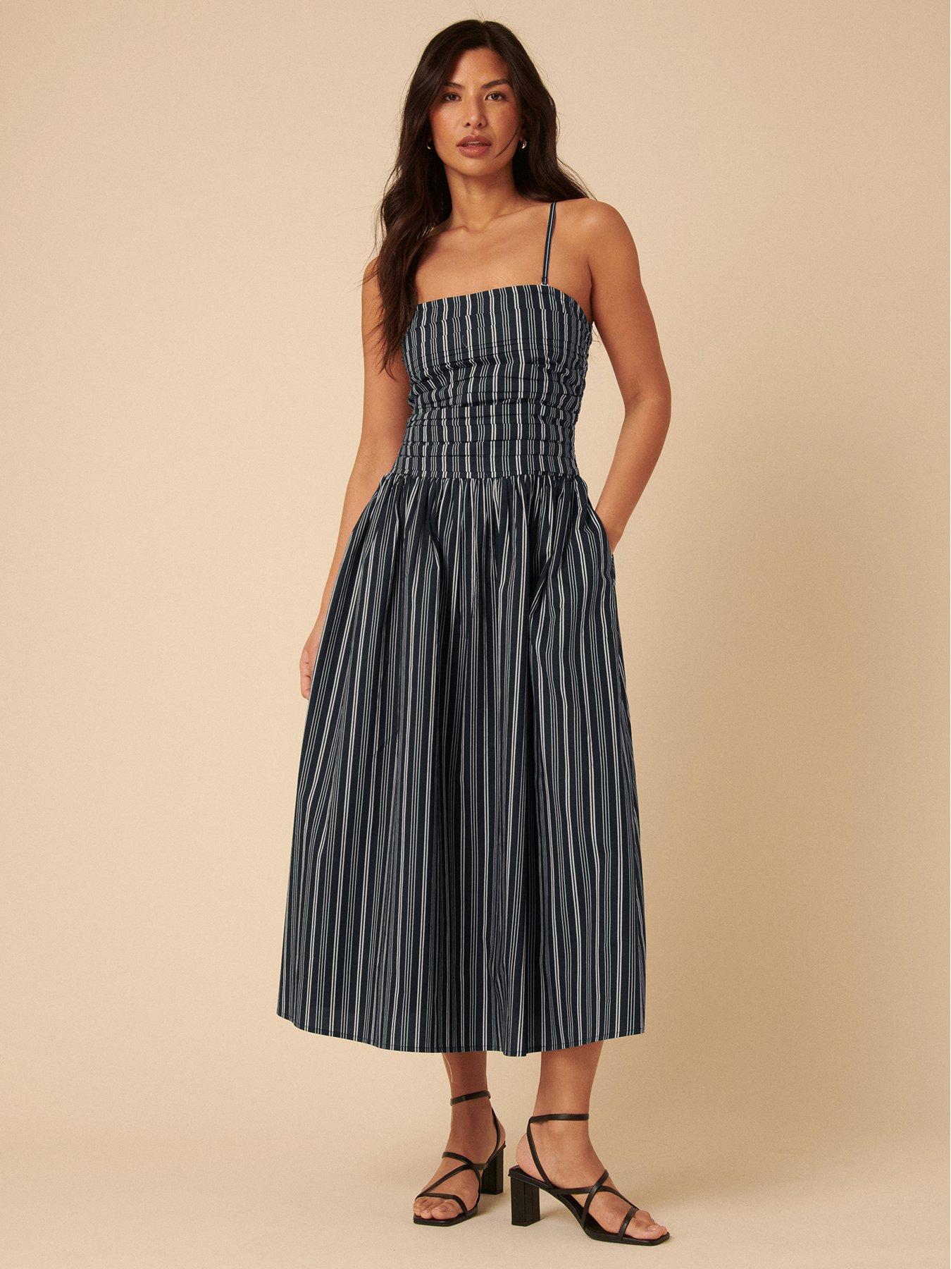 nobodys-child-felicity-midi-dress-stripe-bluestillFront
