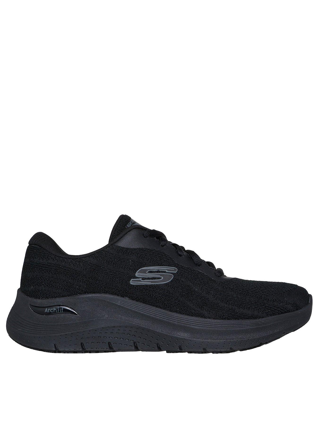 Skechers Arch Fit 2.0 Srthuana Slip Resistant Trainer - Black Textile