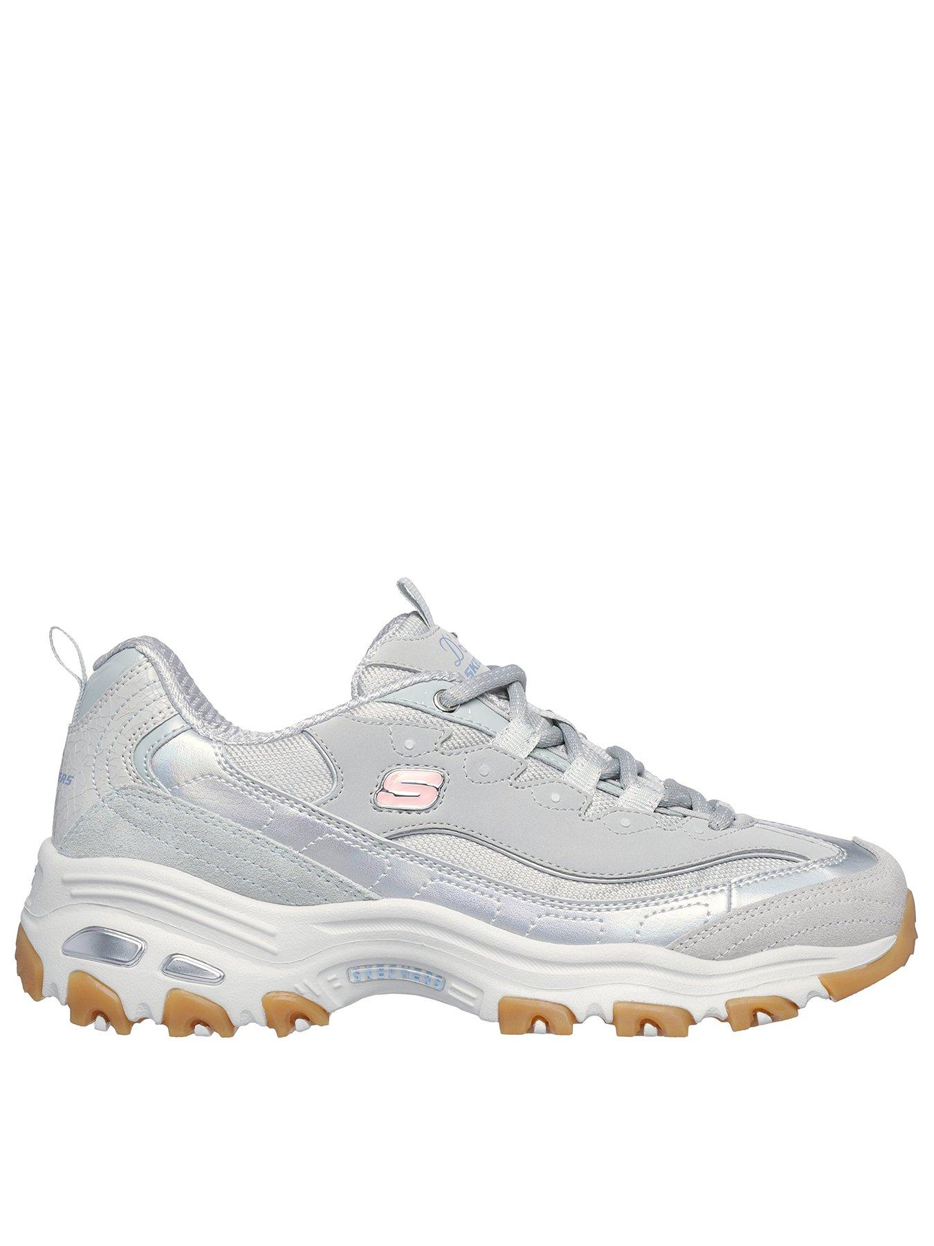 Skechers D'Lites Dazzling Shine Iridescent Trainers - Grey