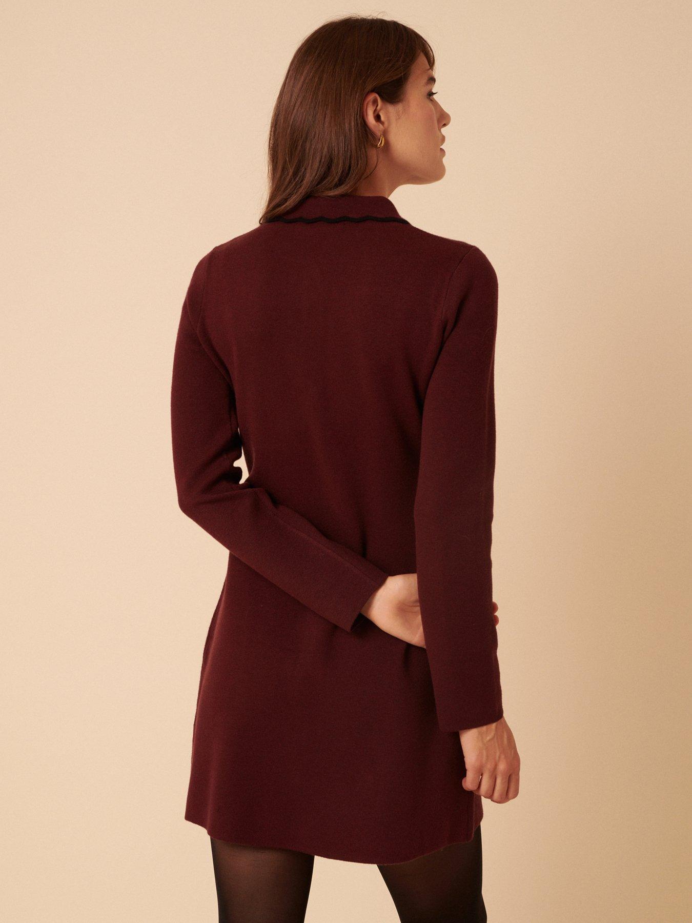 nobodys-child-bow-amp-collar-mini-dress-plain-burgundystillFront