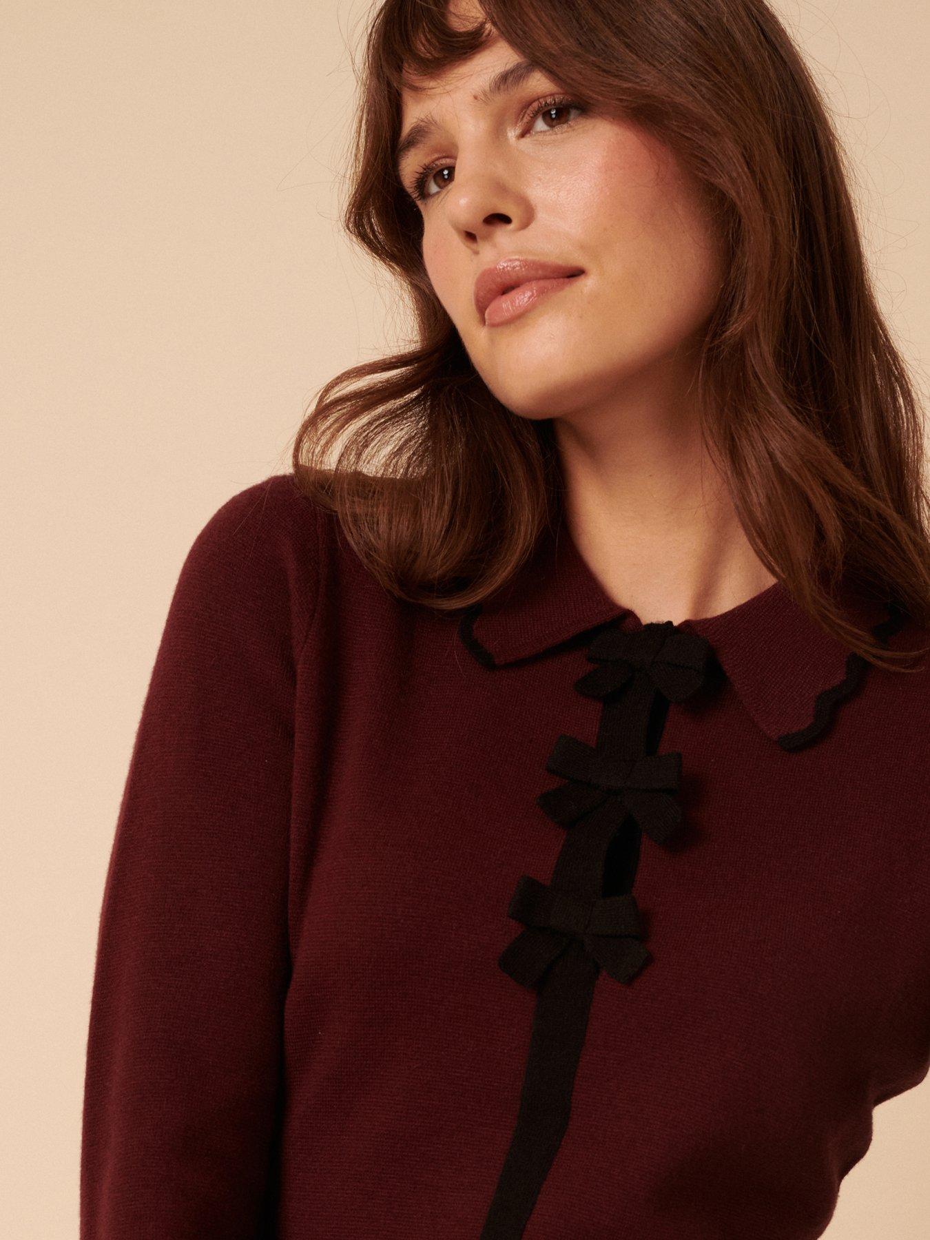 nobodys-child-bow-amp-collar-mini-dress-plain-burgundyoutfit