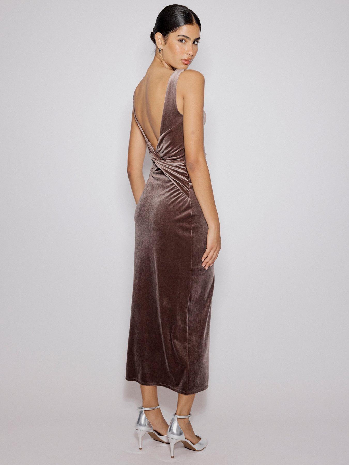 nobodys-child-margot-midi-dress-plain-brownstillFront