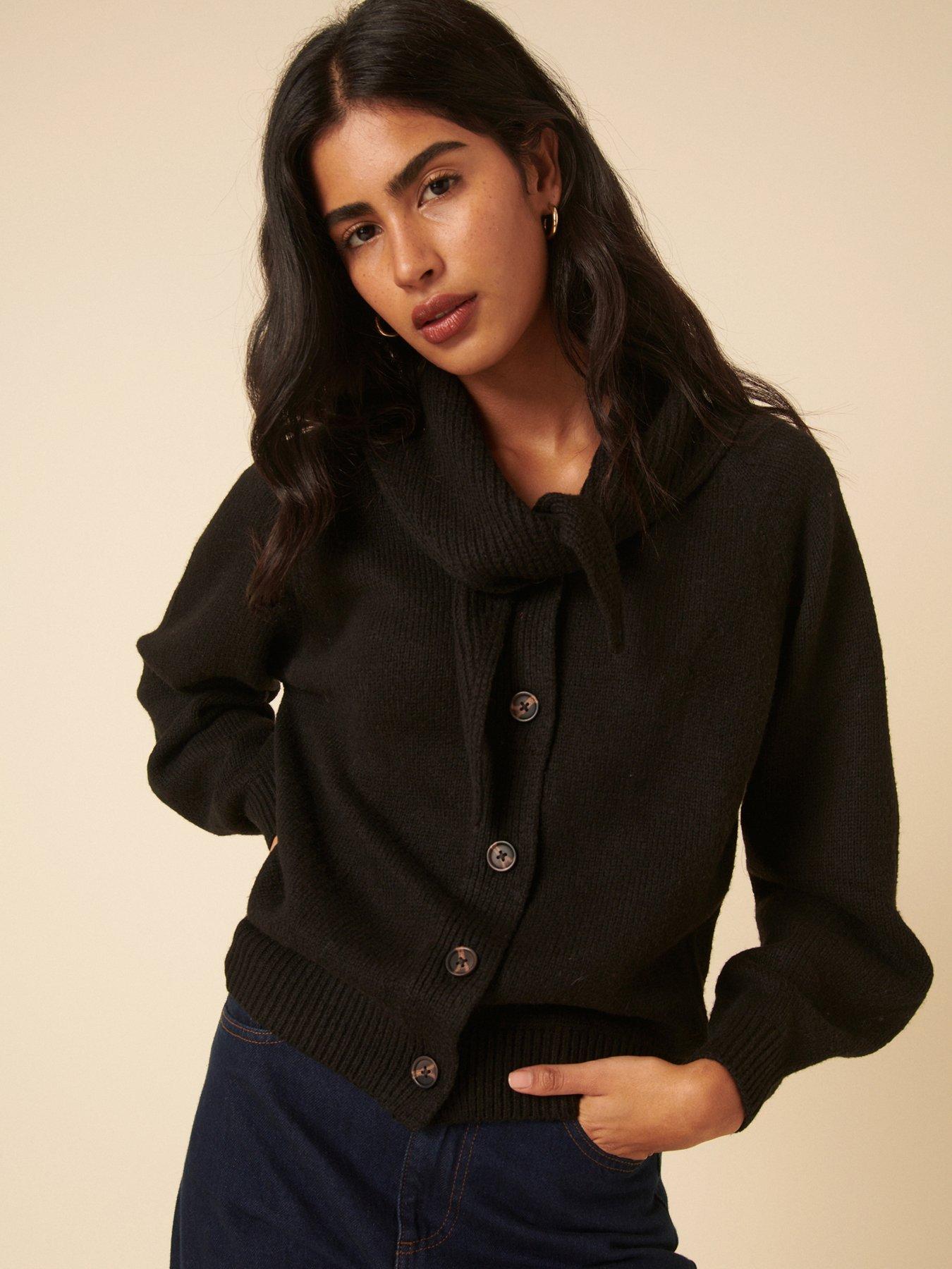 Nobodys Child Neck-tie Scarf Detail Cardigan - Black