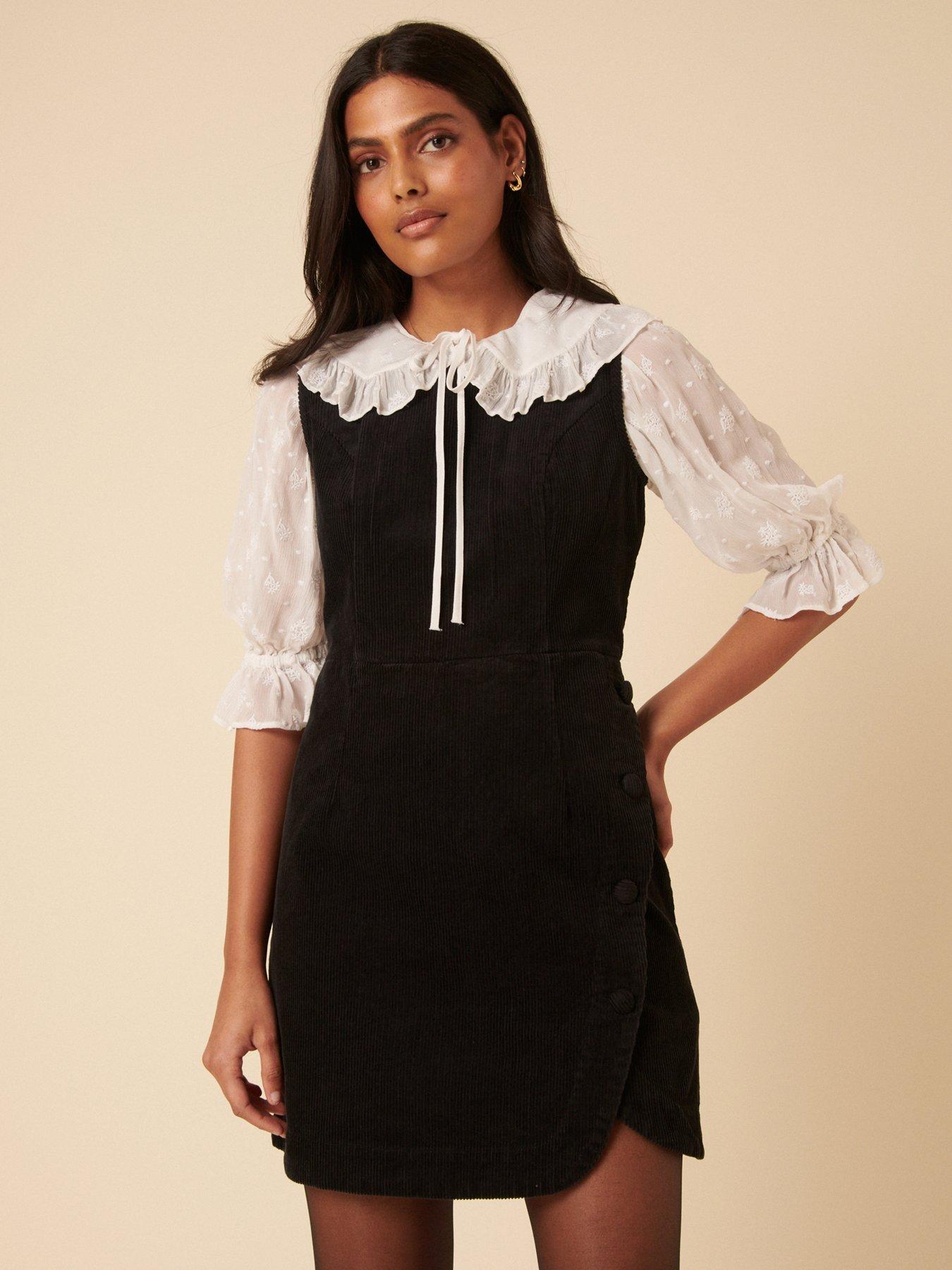Nobodys Child Birch Pinafore Mini Cord Dress Plain - Black