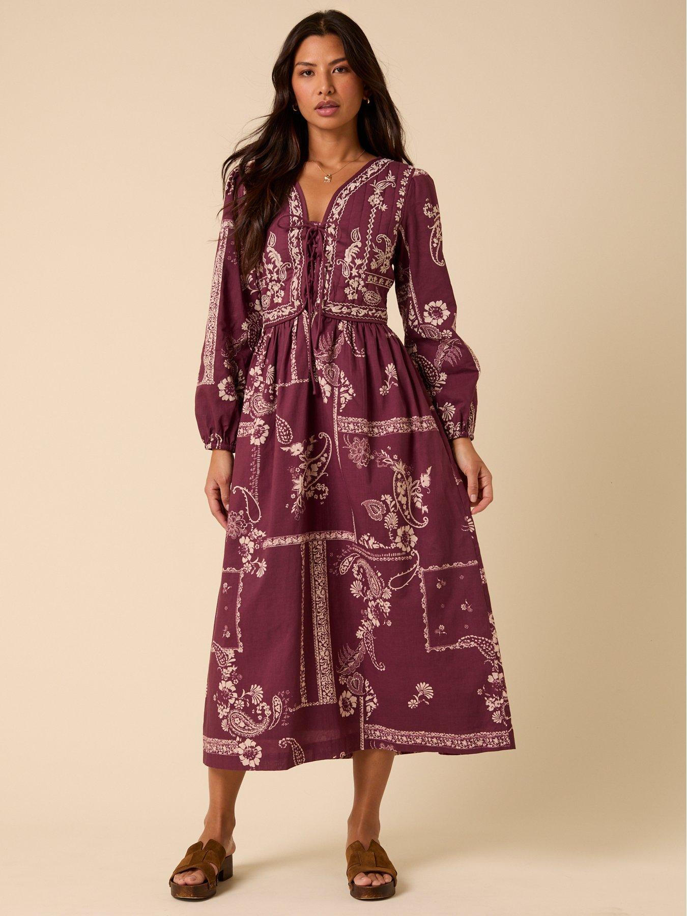 nobodys-child-monroe-midi-dress-embroidered-redback