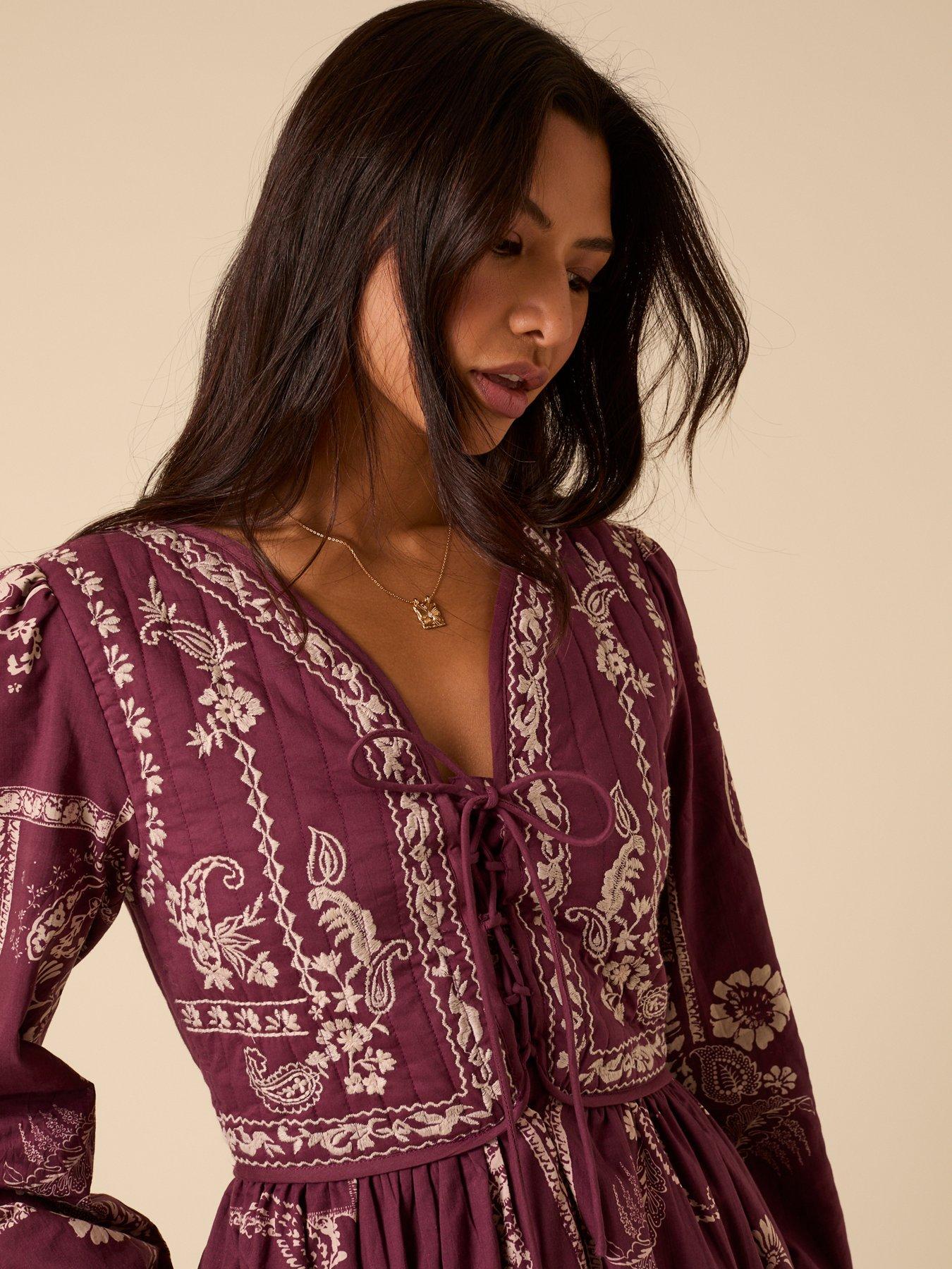 nobodys-child-monroe-midi-dress-embroidered-reddetail