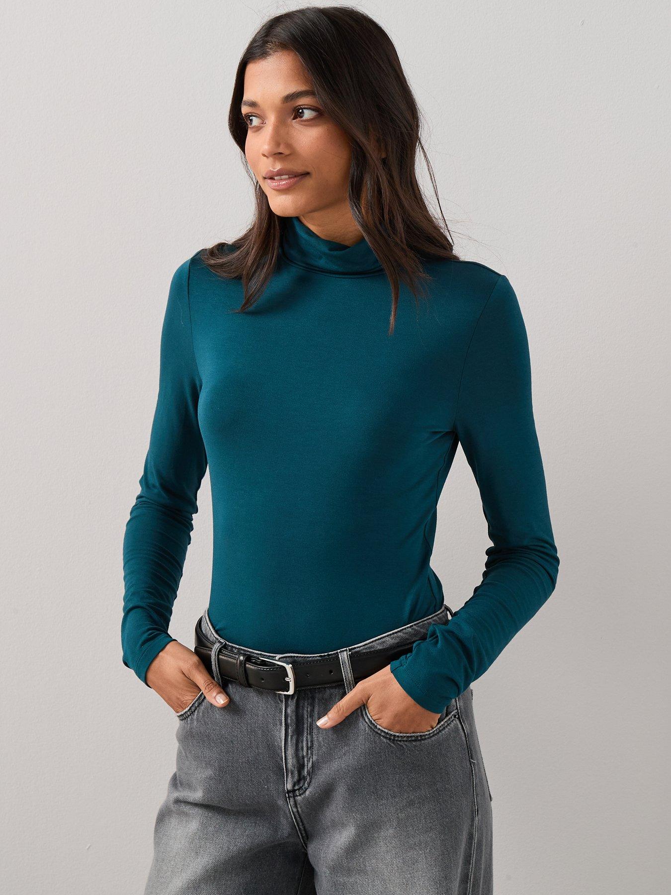 the-very-collection-long-sleeve-high-neck-plain-green