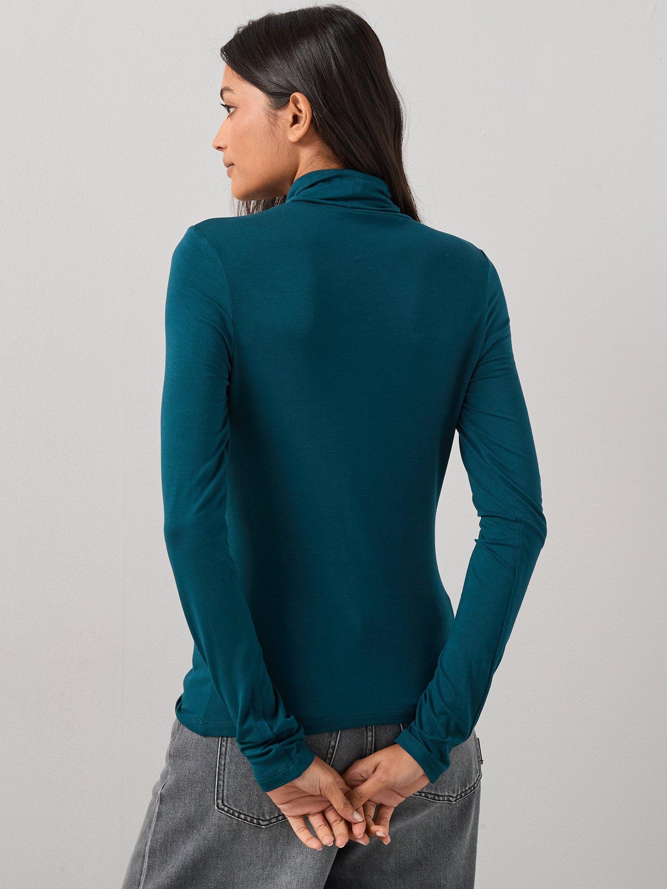 the-very-collection-long-sleeve-high-neck-plain-greenstillFront