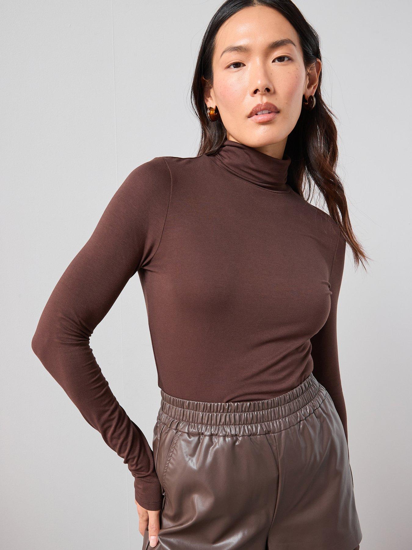 the-very-collection-long-sleeve-high-neck-plain-brown