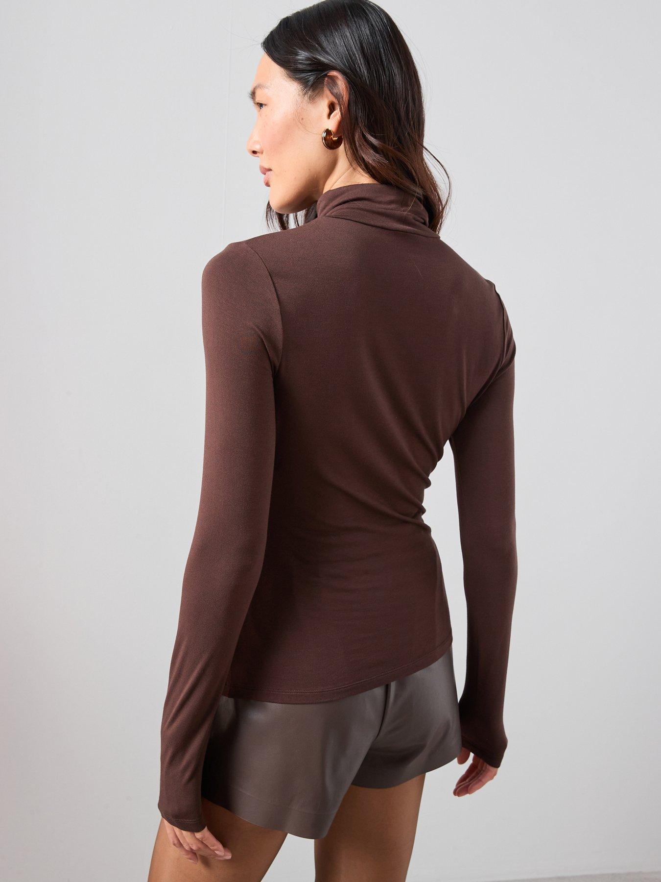 the-very-collection-long-sleeve-high-neck-plain-brownstillFront