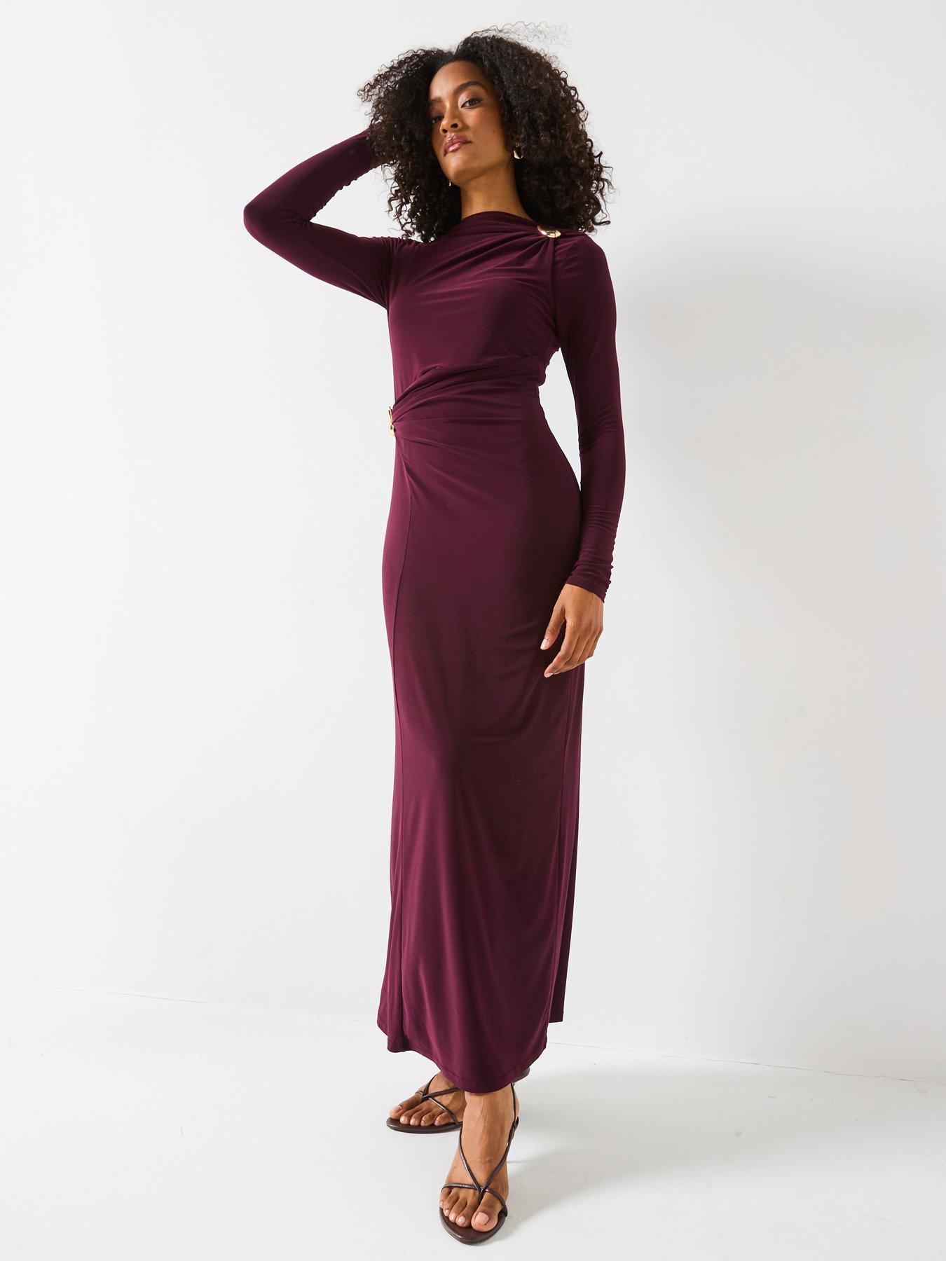v-by-very-long-sleeve-draped-asymmetric-maxi-dressnbspwith-gold-teardrop-trims-redback