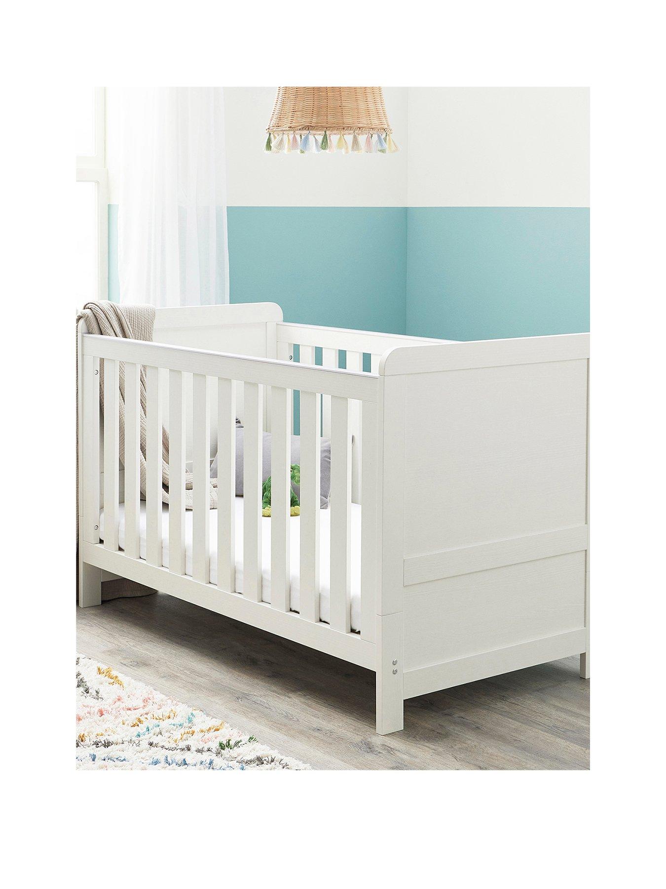 Image of Babymore Caro Cot Bed - White Wash