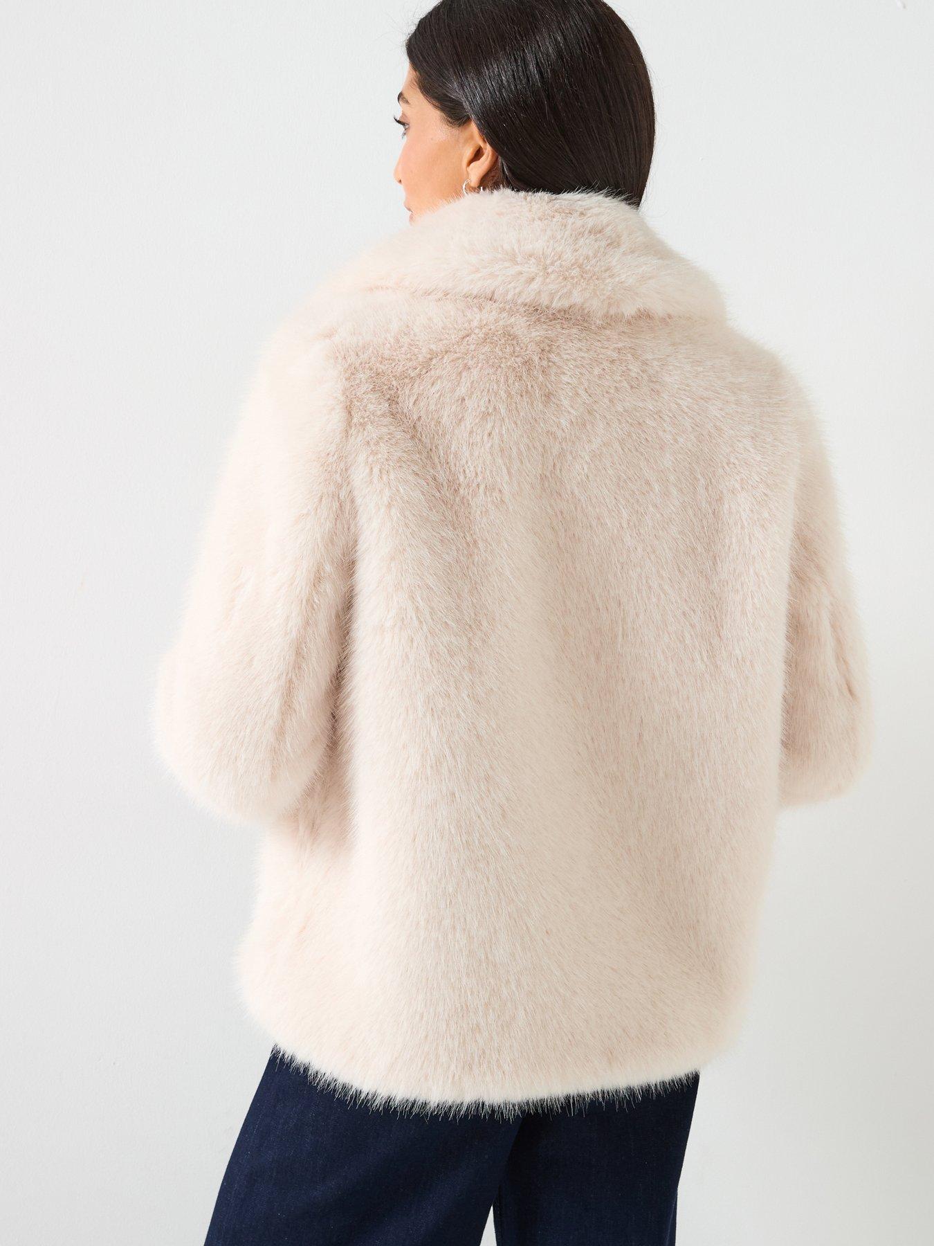 Image 2 of 6 of Forever New Hunter Faux Fur Coat - Beige