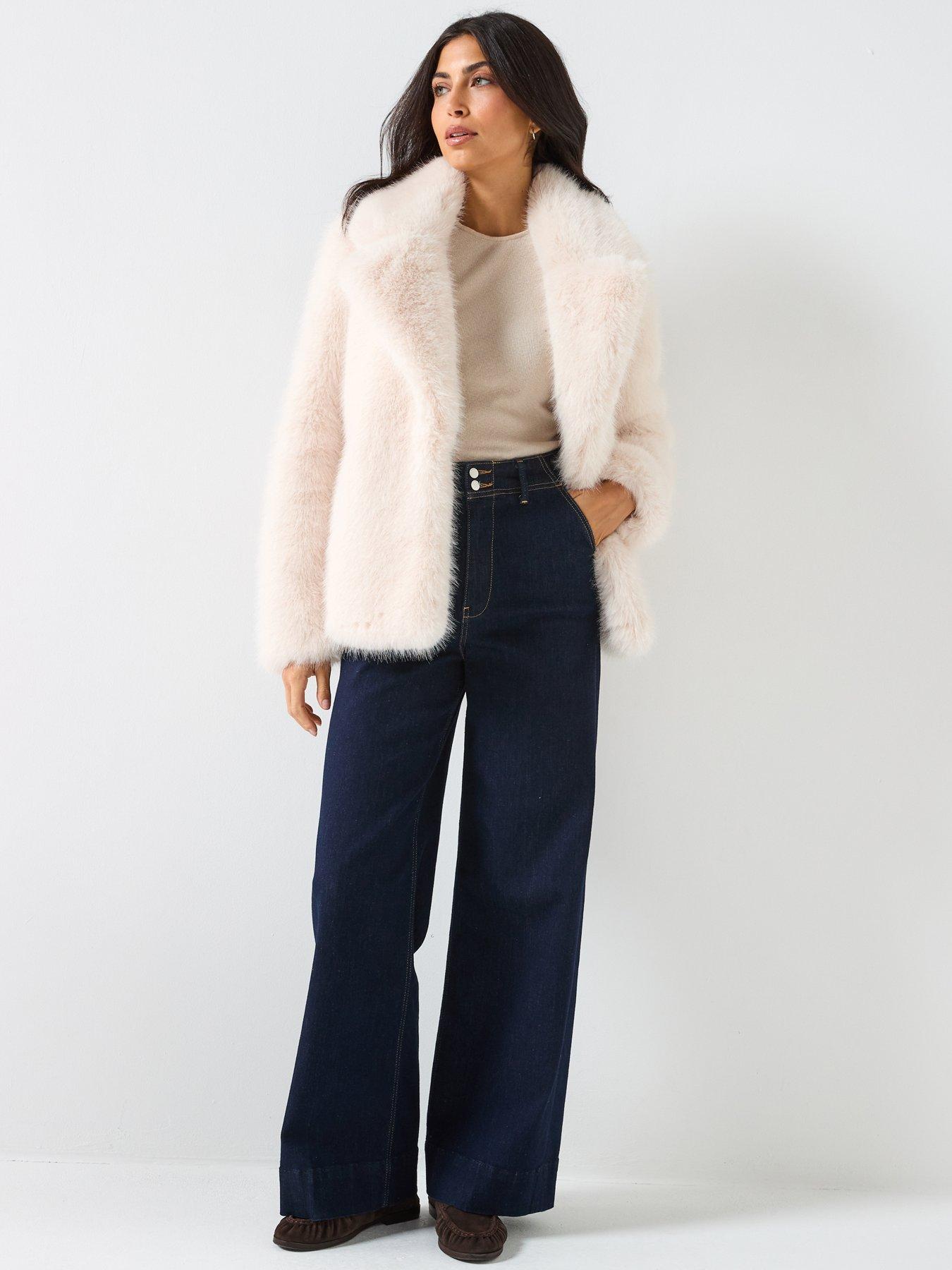 Image 3 of 6 of Forever New Hunter Faux Fur Coat - Beige
