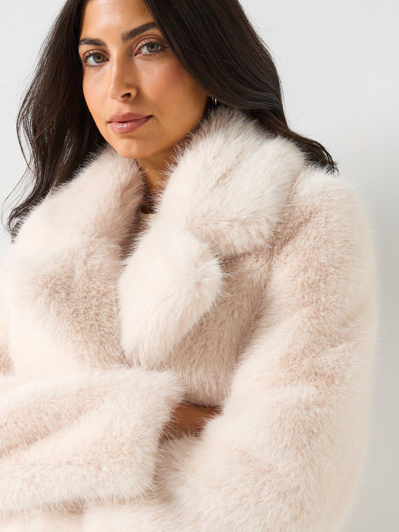 Image 4 of 6 of Forever New Hunter Faux Fur Coat - Beige