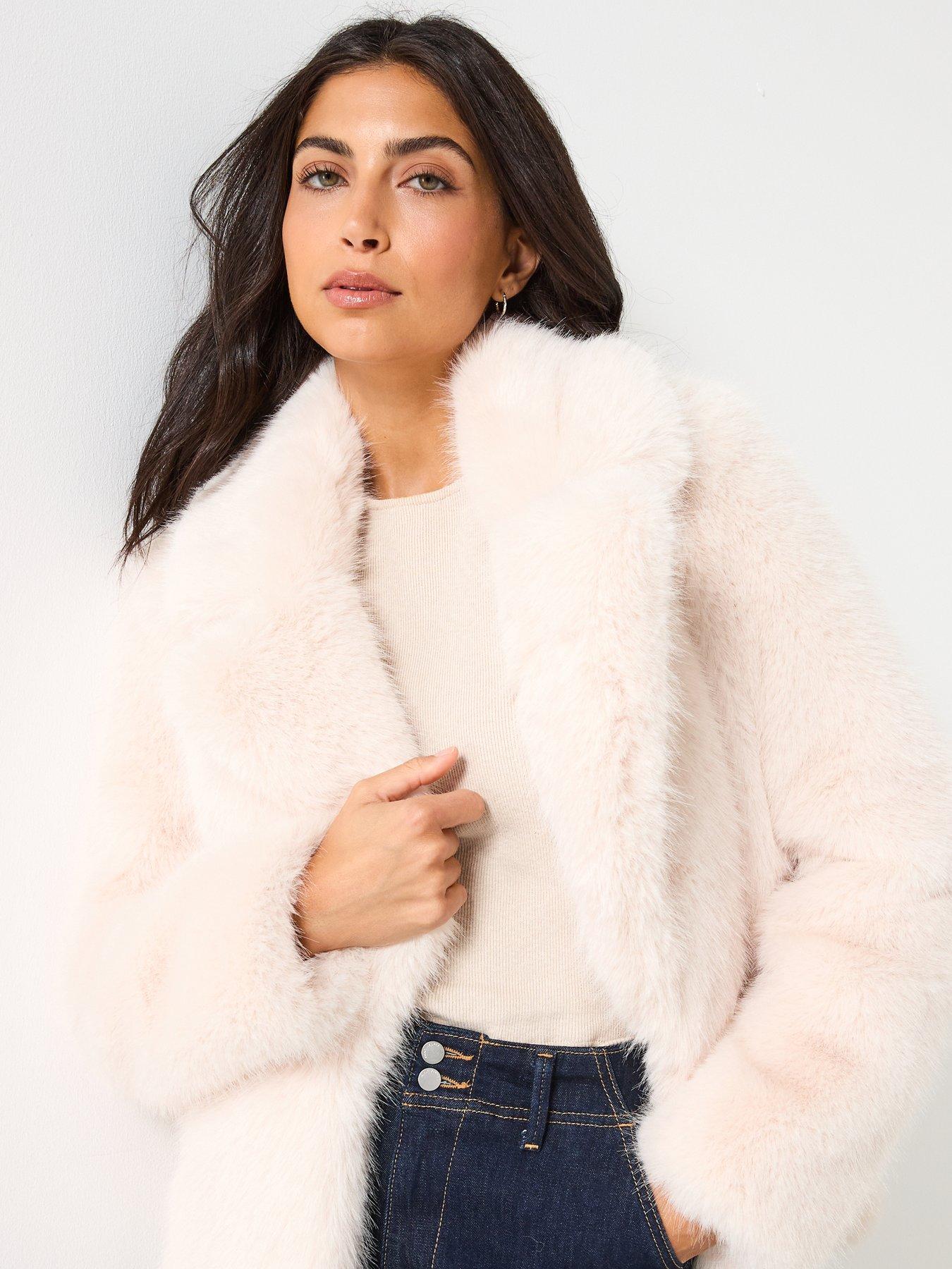 Image 5 of 6 of Forever New Hunter Faux Fur Coat - Beige