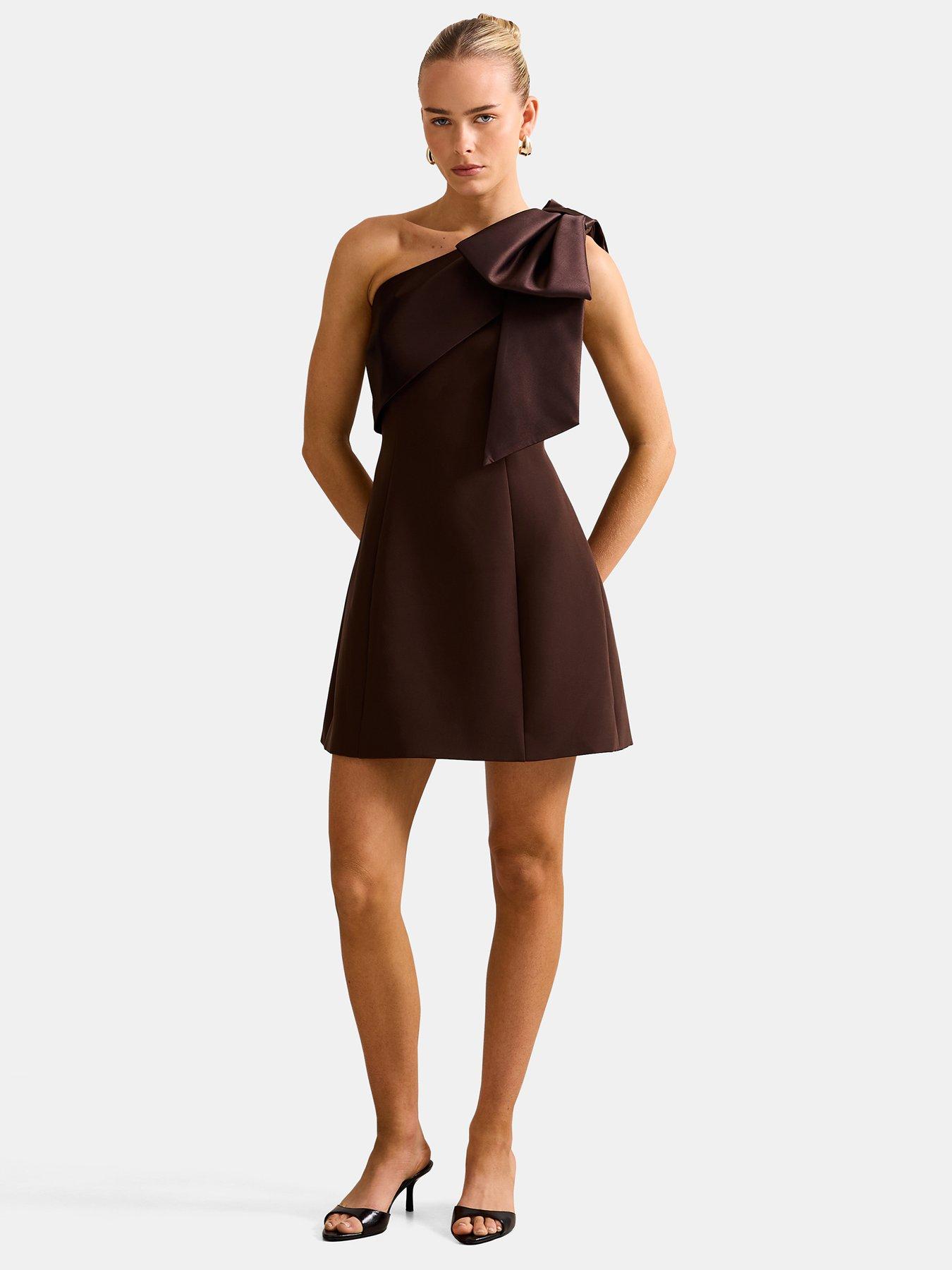 forever-new-holly-asymmetric-bow-mini-dress-brownstillFront