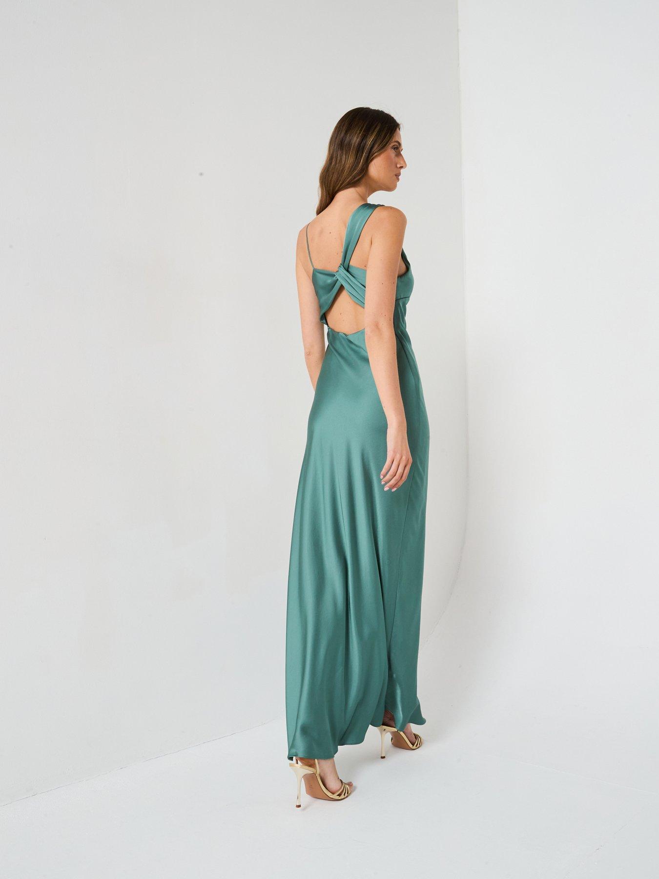 Forever New Elle Satin Maxi  Dress - Green