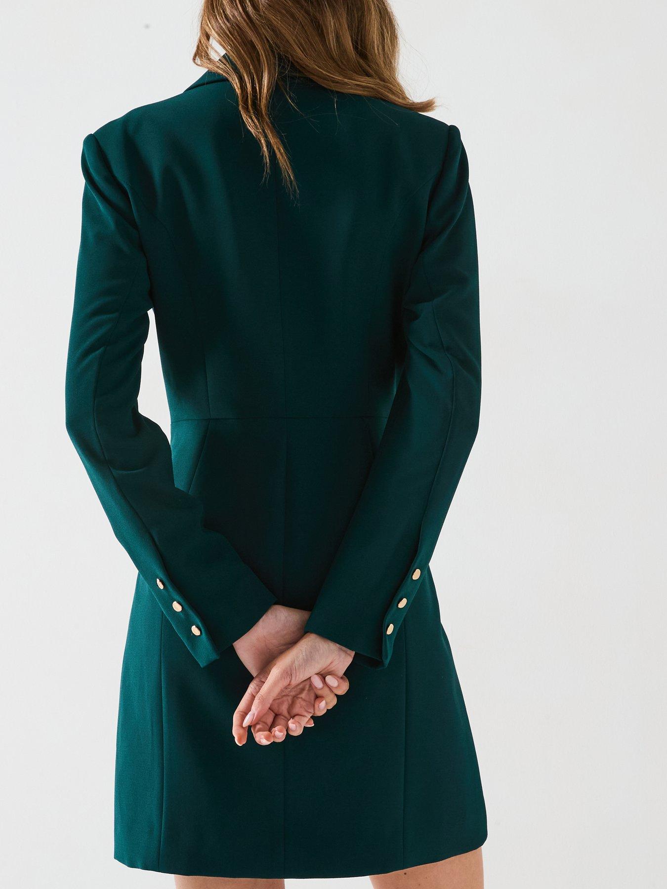 Image 2 of 6 of Forever New Billie Wrap Blazer Dress - Green