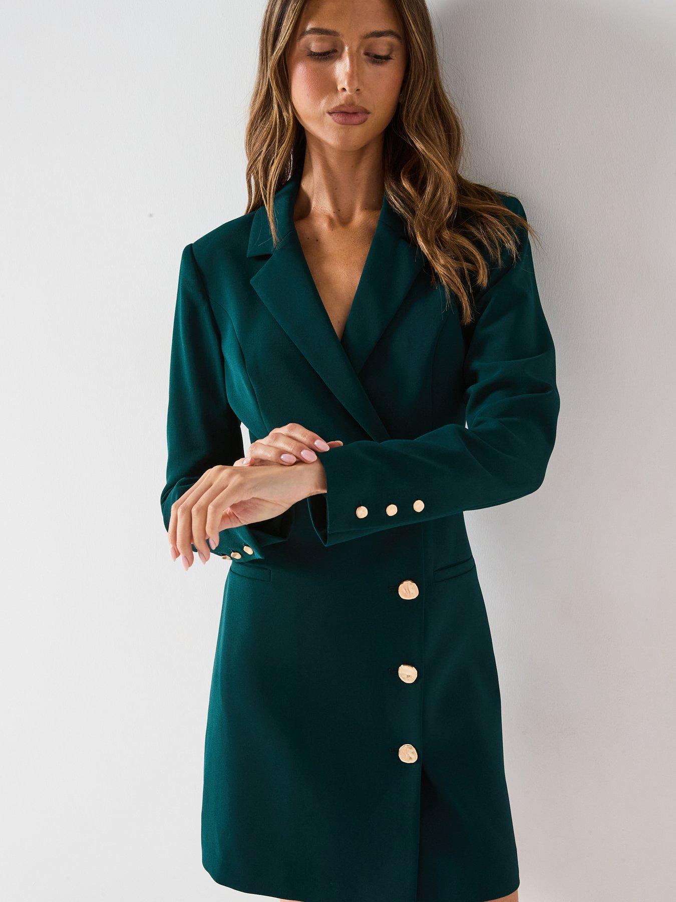 Image 4 of 6 of Forever New Billie Wrap Blazer Dress - Green