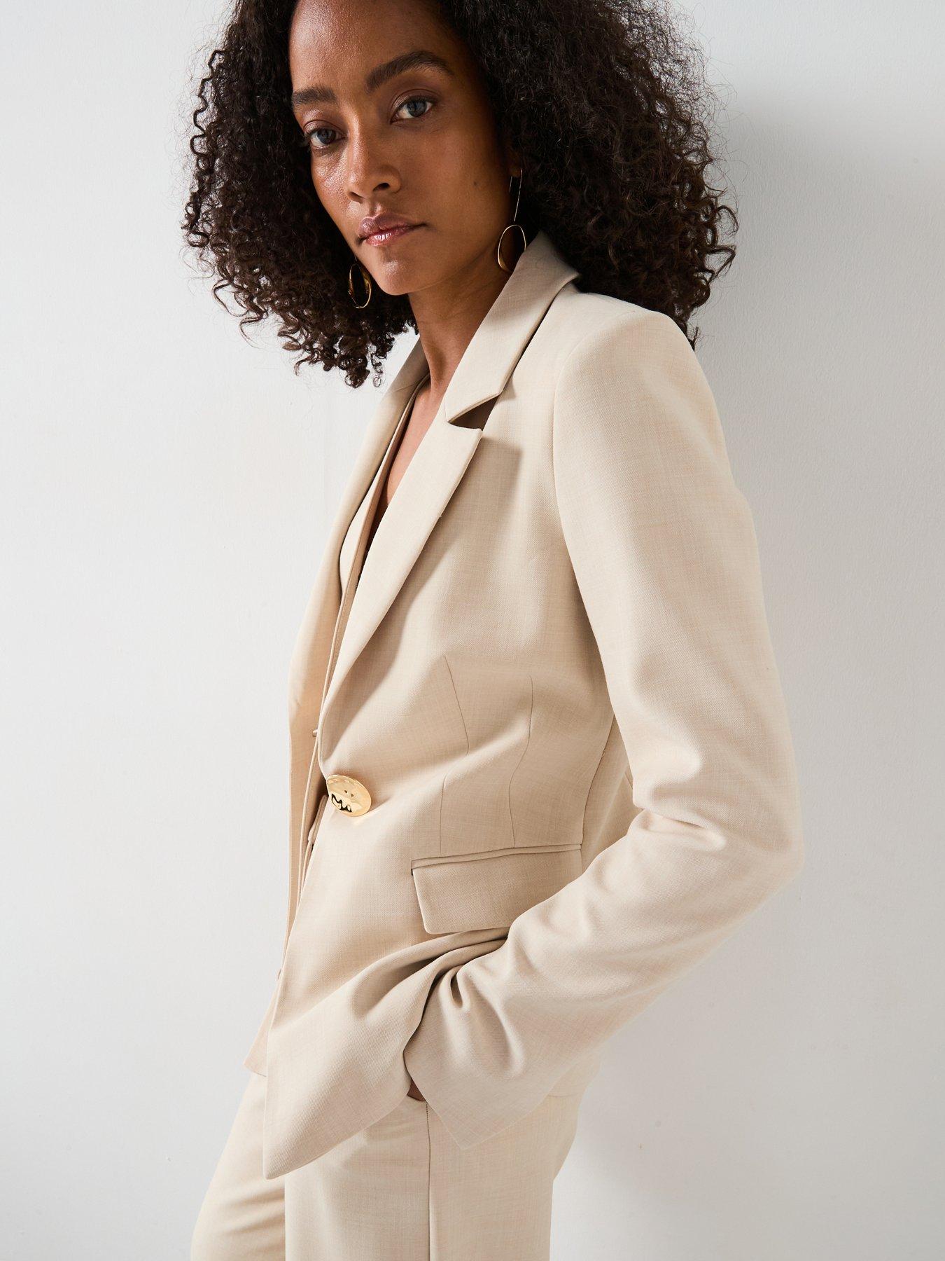 Image 4 of 6 of Forever New Lulu Gold Button Blazer - Cream
