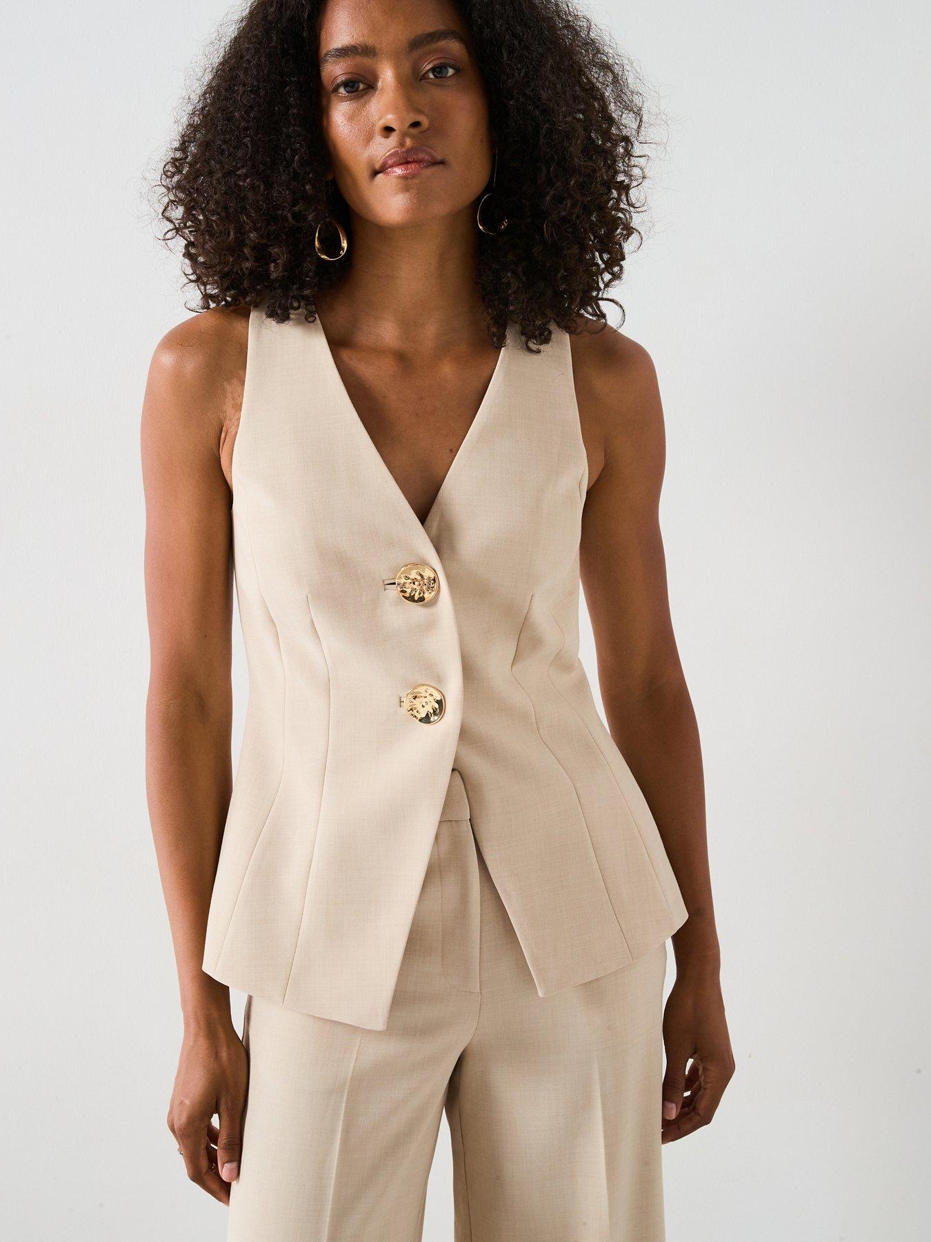 Forever New Lulu Long Waistcoat - Cream