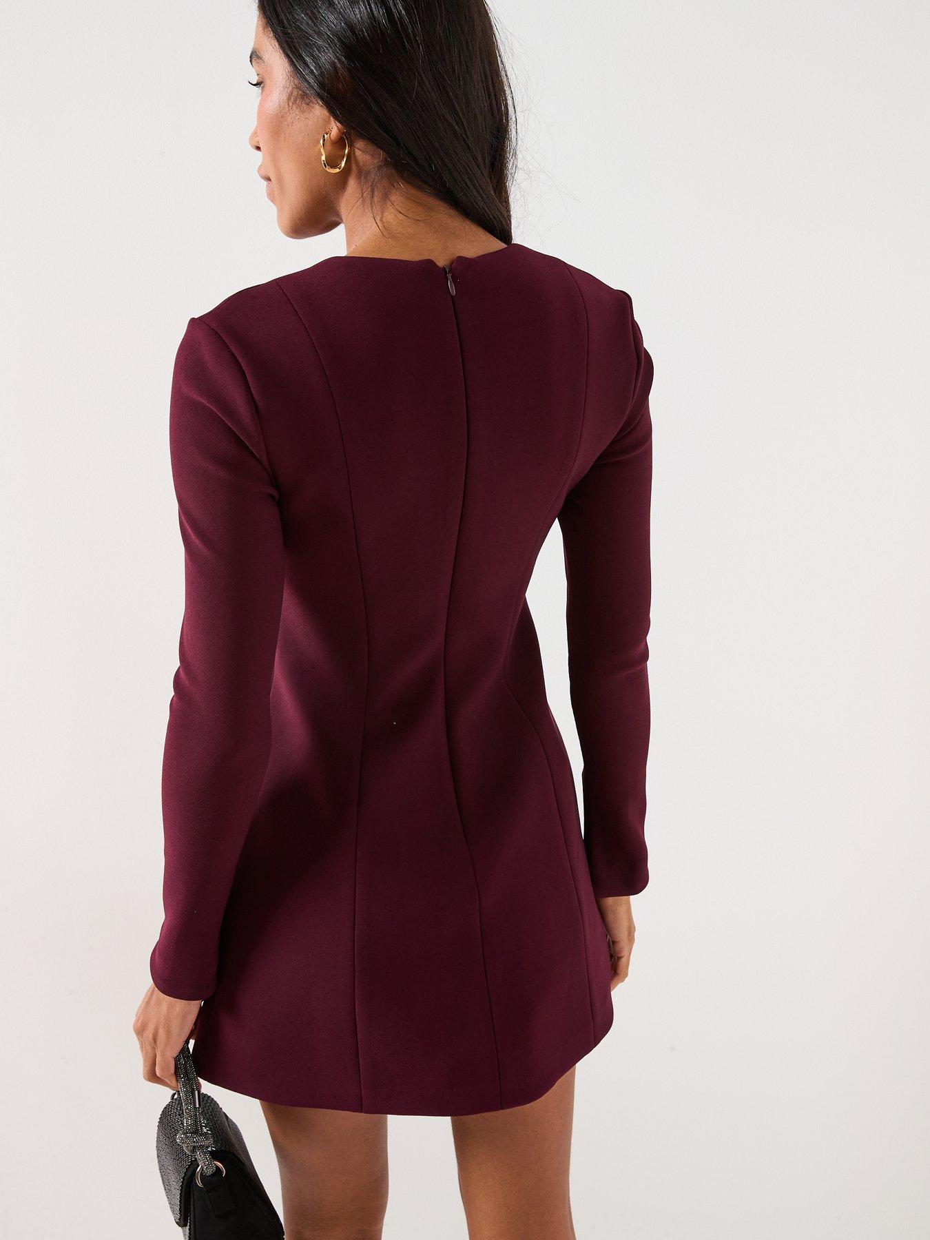 Image 2 of 6 of Forever New Ruby Long Sleeve Structured Mini Dress - Purple