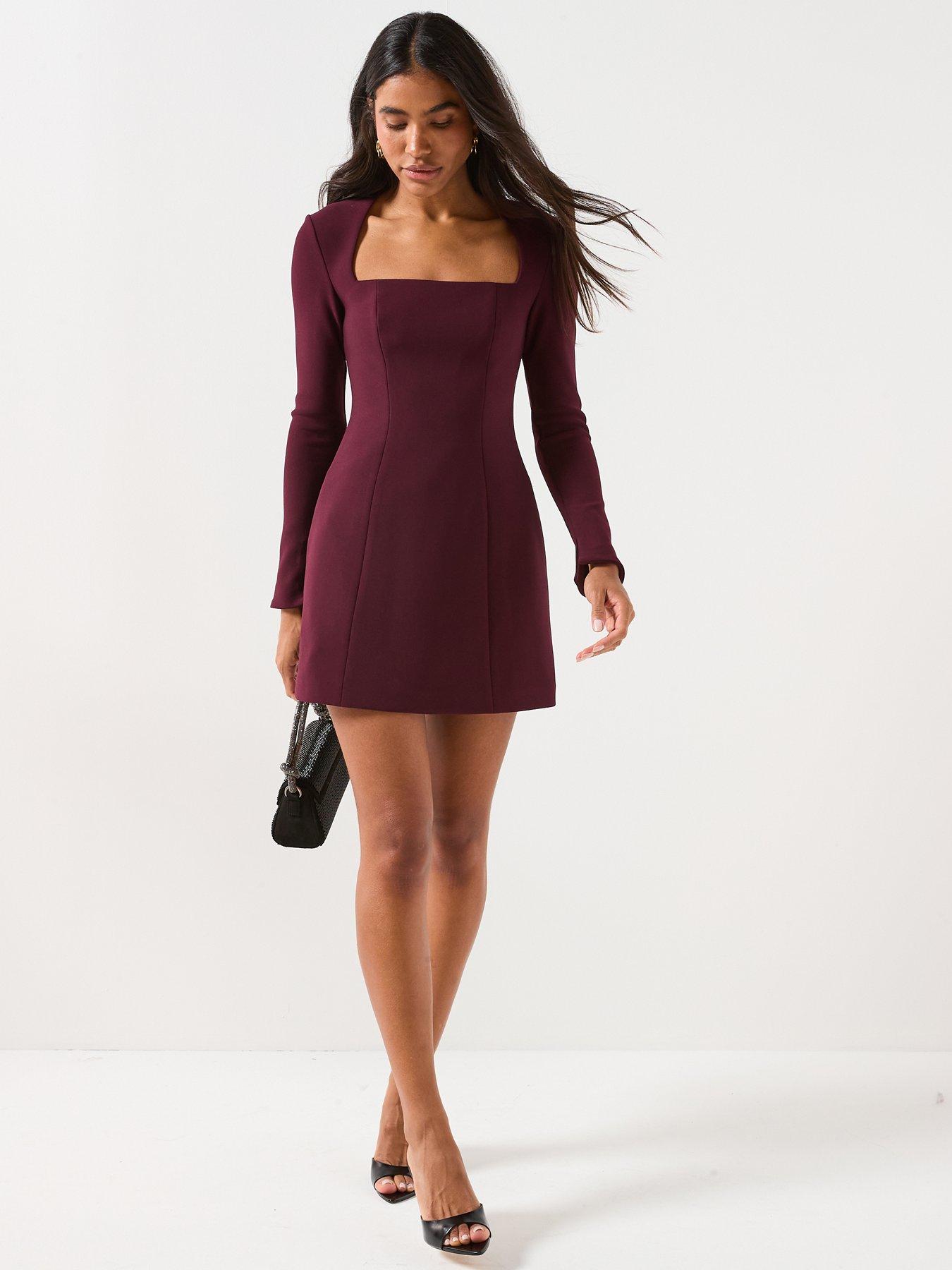 Image 3 of 6 of Forever New Ruby Long Sleeve Structured Mini Dress - Purple