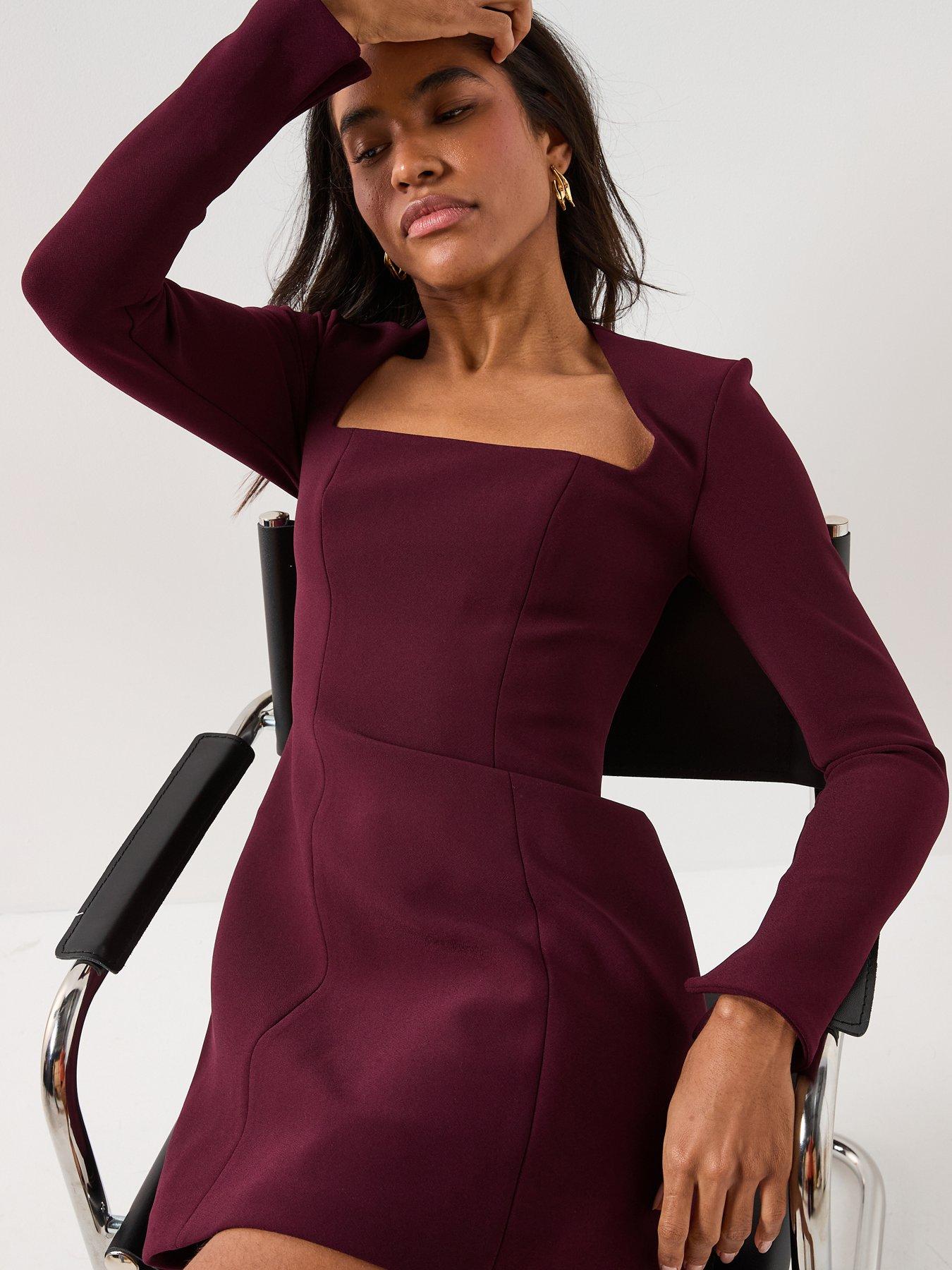 Image 4 of 6 of Forever New Ruby Long Sleeve Structured Mini Dress - Purple