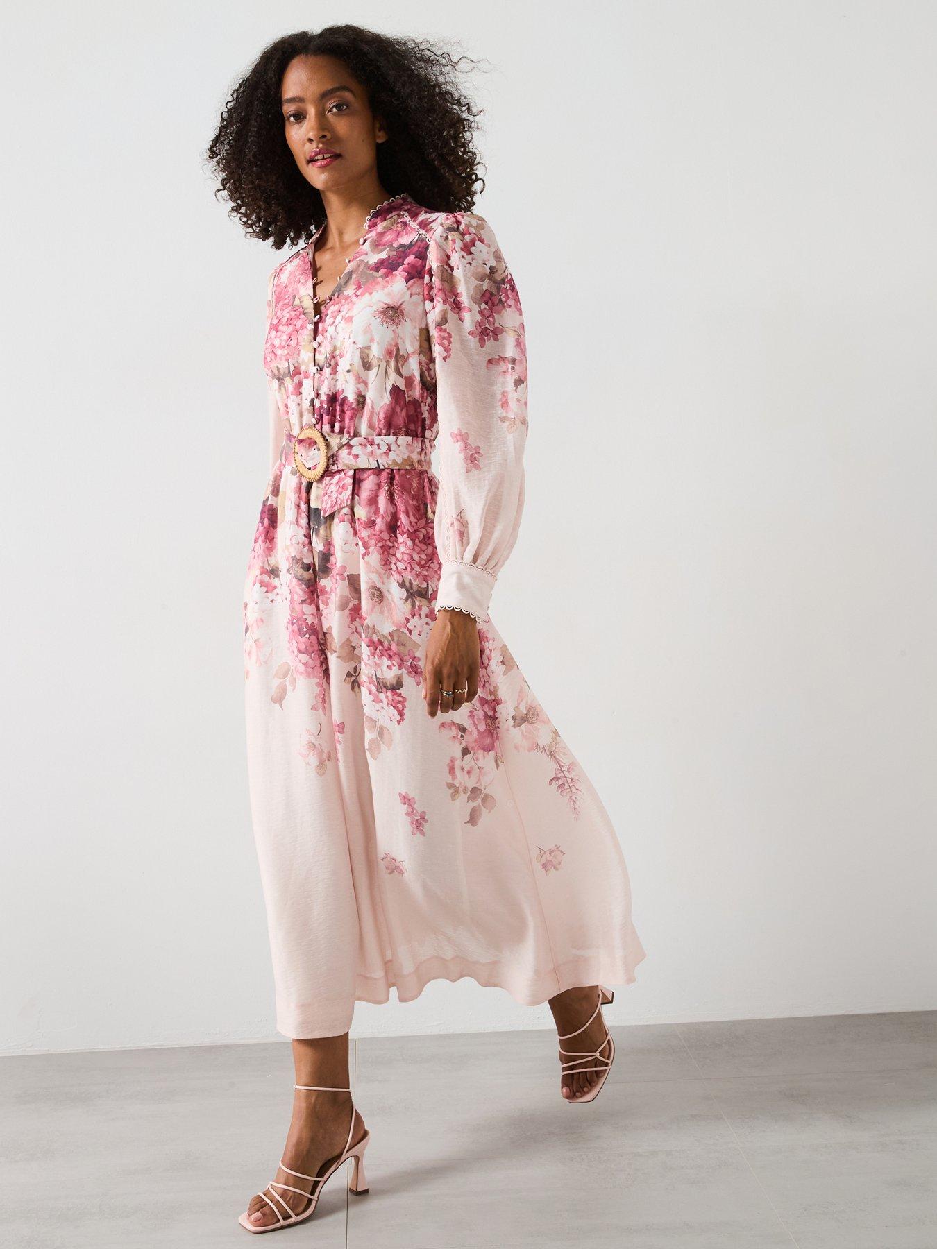 Forever New Peyton Trim Detail Midi Dress - Pink