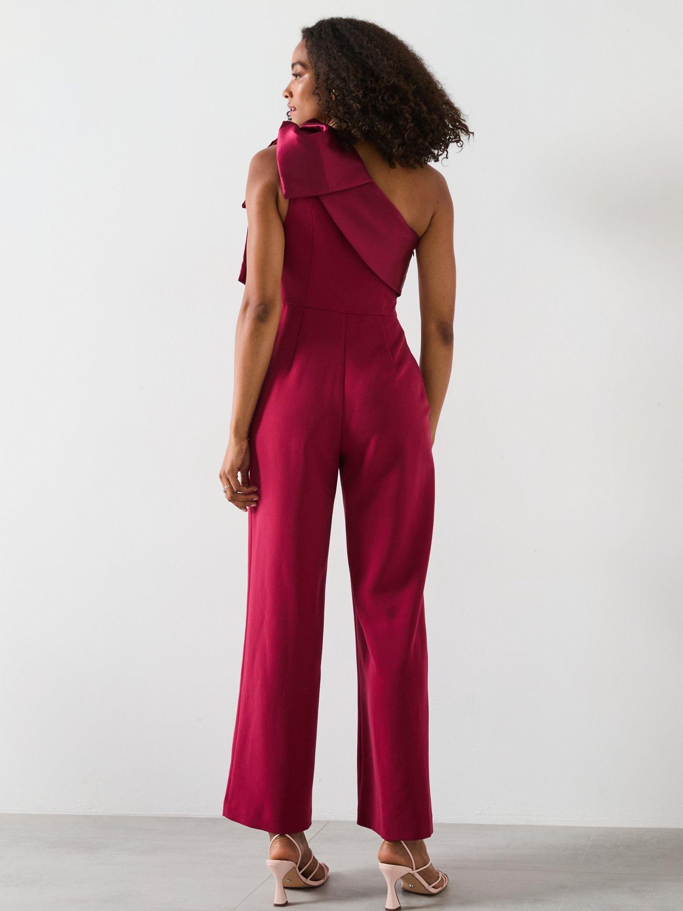 Image 2 of 6 of Forever New Donna Asymmetric Bow Jumpsuit - Pink