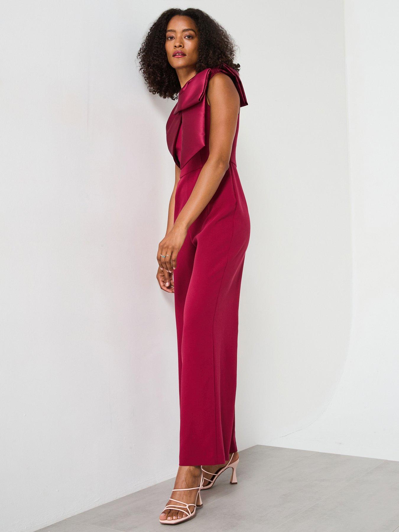 Image 3 of 6 of Forever New Donna Asymmetric Bow Jumpsuit - Pink
