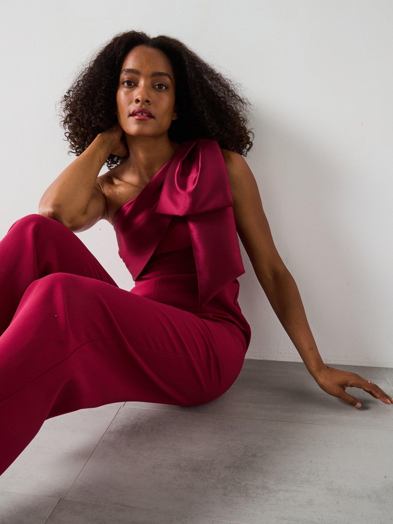 Image 5 of 6 of Forever New Donna Asymmetric Bow Jumpsuit - Pink