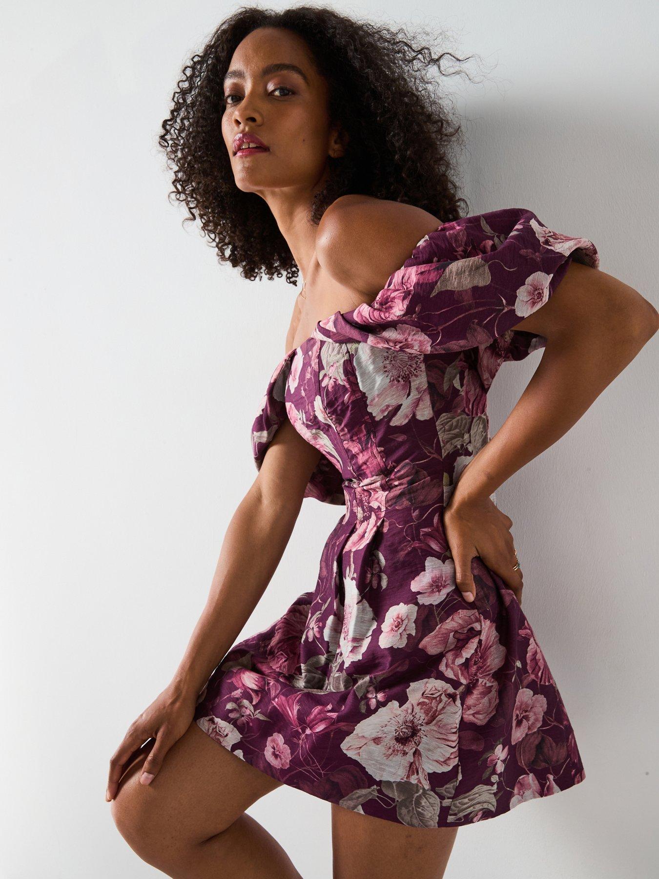 Forever New Jacquie Off Shoulder Mini Dress - Purple