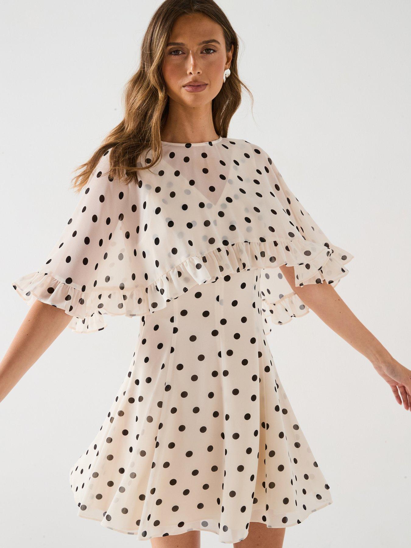 Image 1 of 6 of Forever New Salome Ruffle Cape Mini Dress - Cream