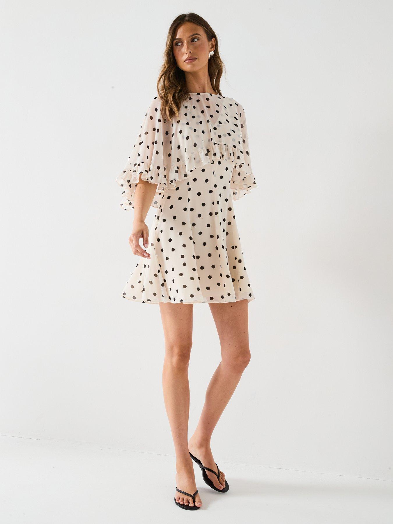 Image 6 of 6 of Forever New Salome Ruffle Cape Mini Dress - Cream