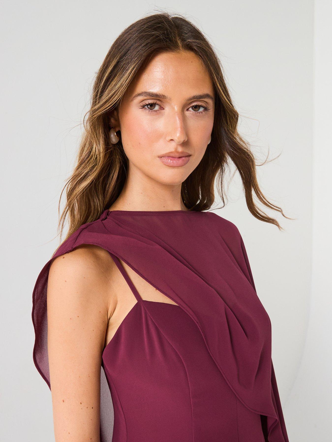 honey sheer maxi dress with cape Forever New Petite HONEY SHEER CAPE MAXI DRESS - Cocktail dress / Party  dress - black