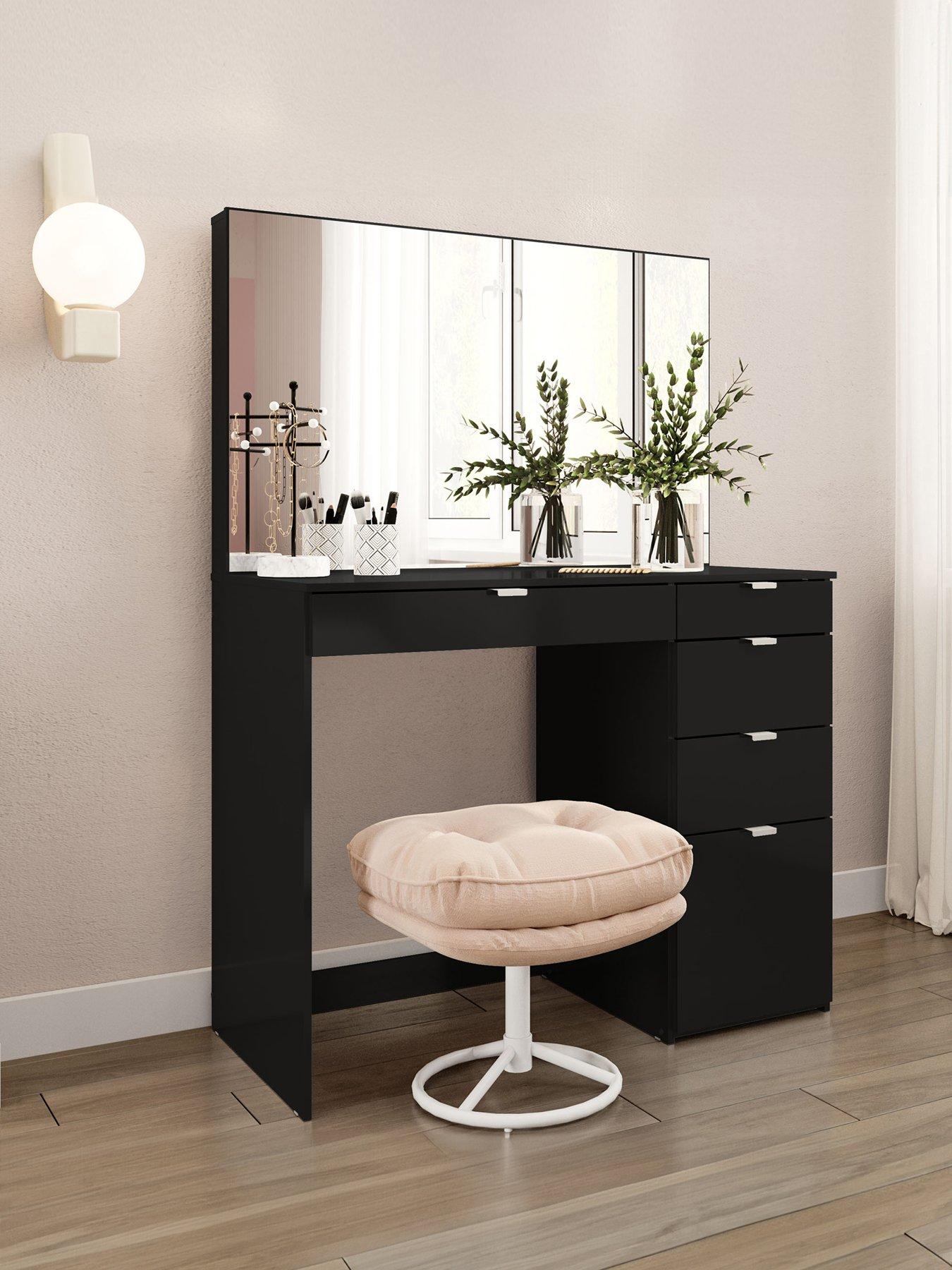 undefined Ava 5 Drawer Dressing Table - Black