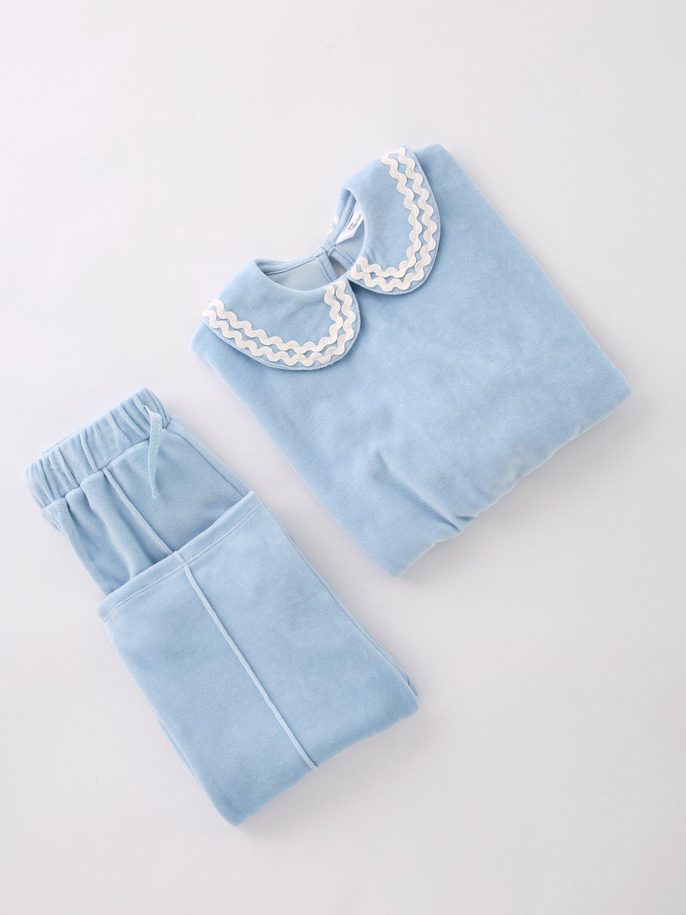 Image 3 of 5 of The Very Collection Girls Velour Tracksuit With Collar Detail - Blue